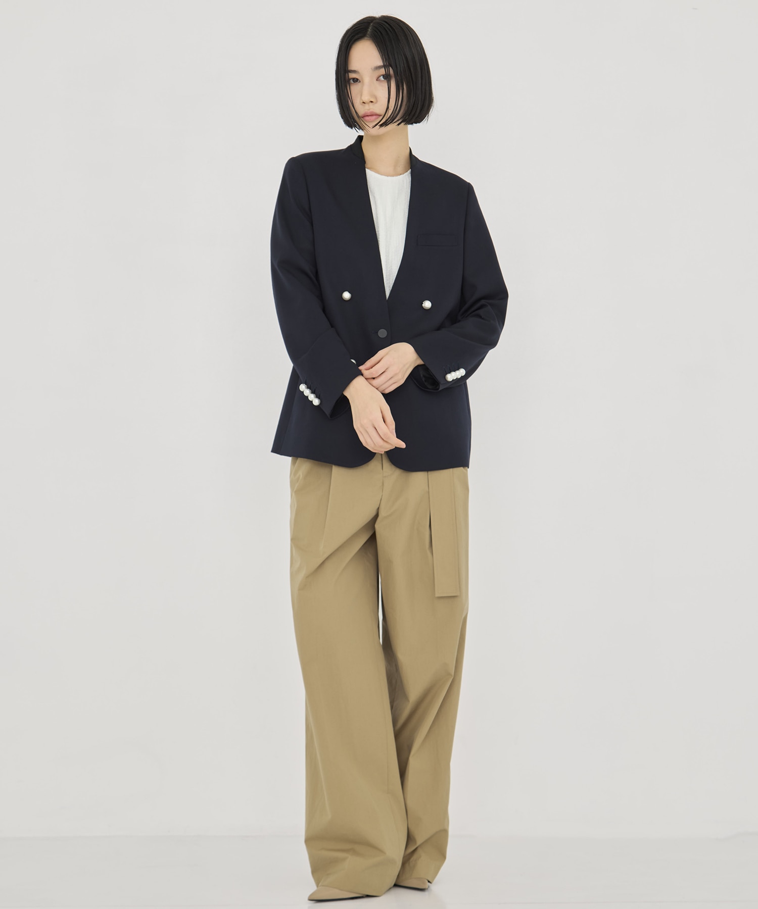 BLACK FORMAL NO COLLAR JACKET CINOH