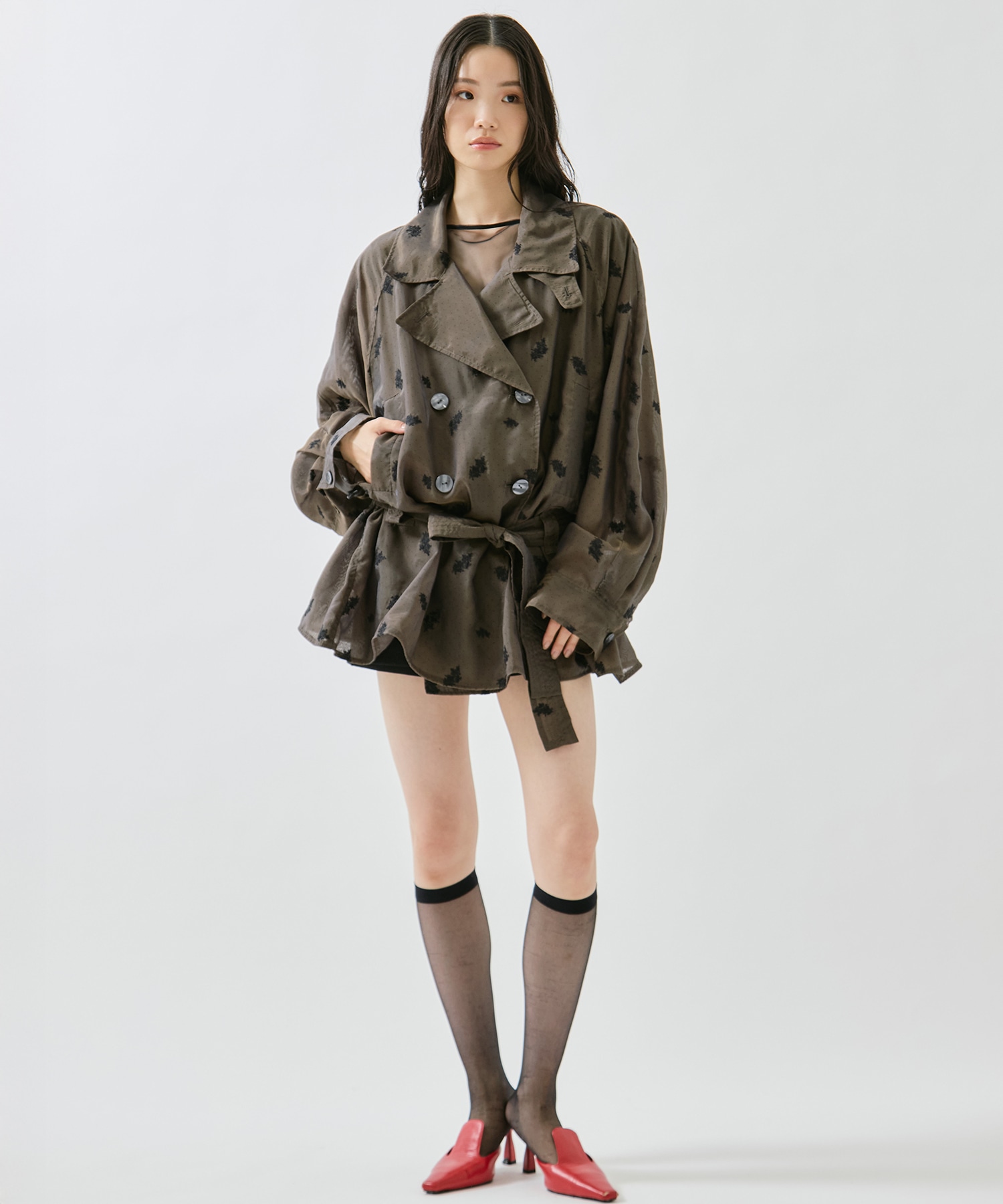 DOT FLOWER VEIL TRENCH AMERI