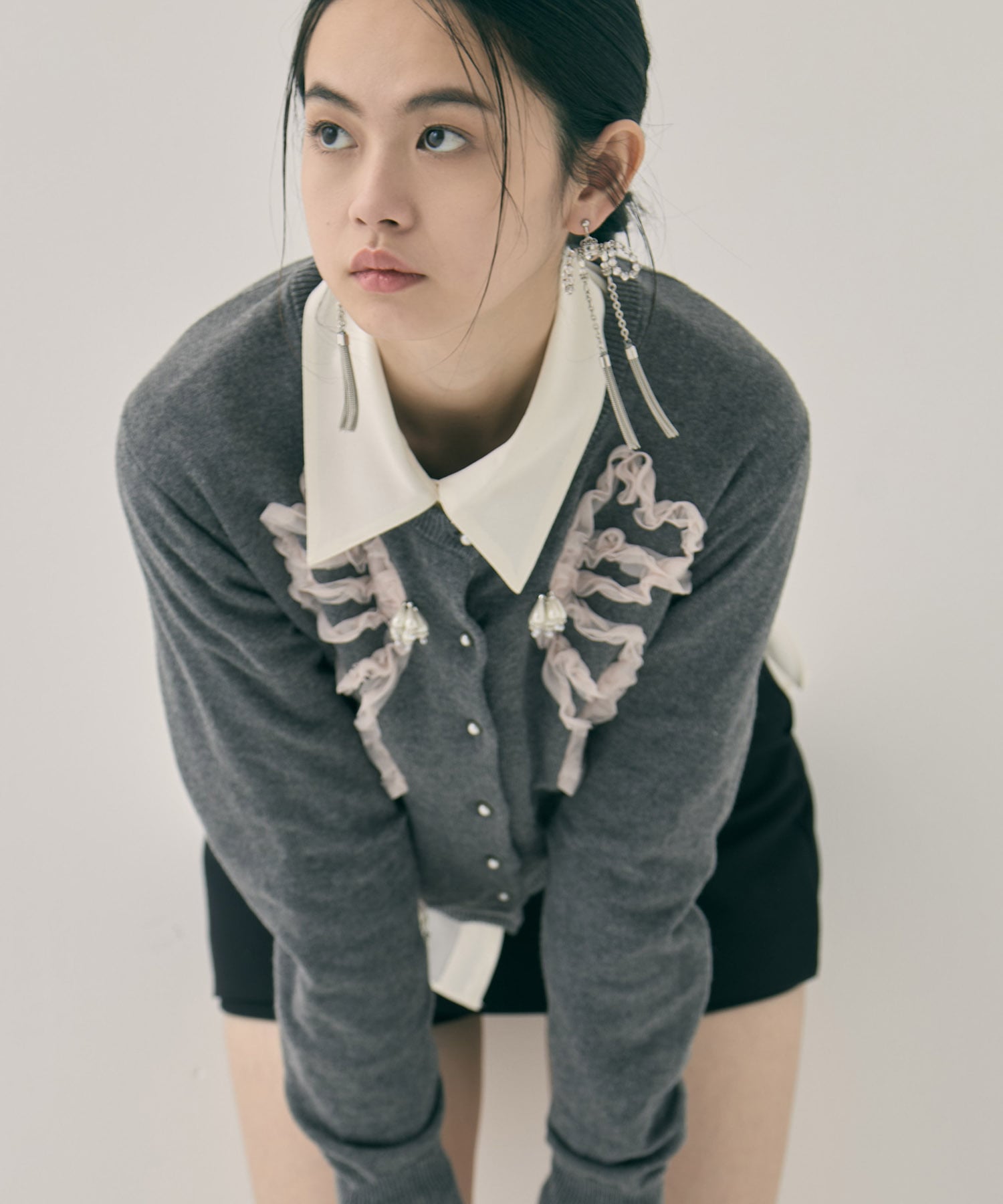 crystal ribbon chain earings tanakadaisuke