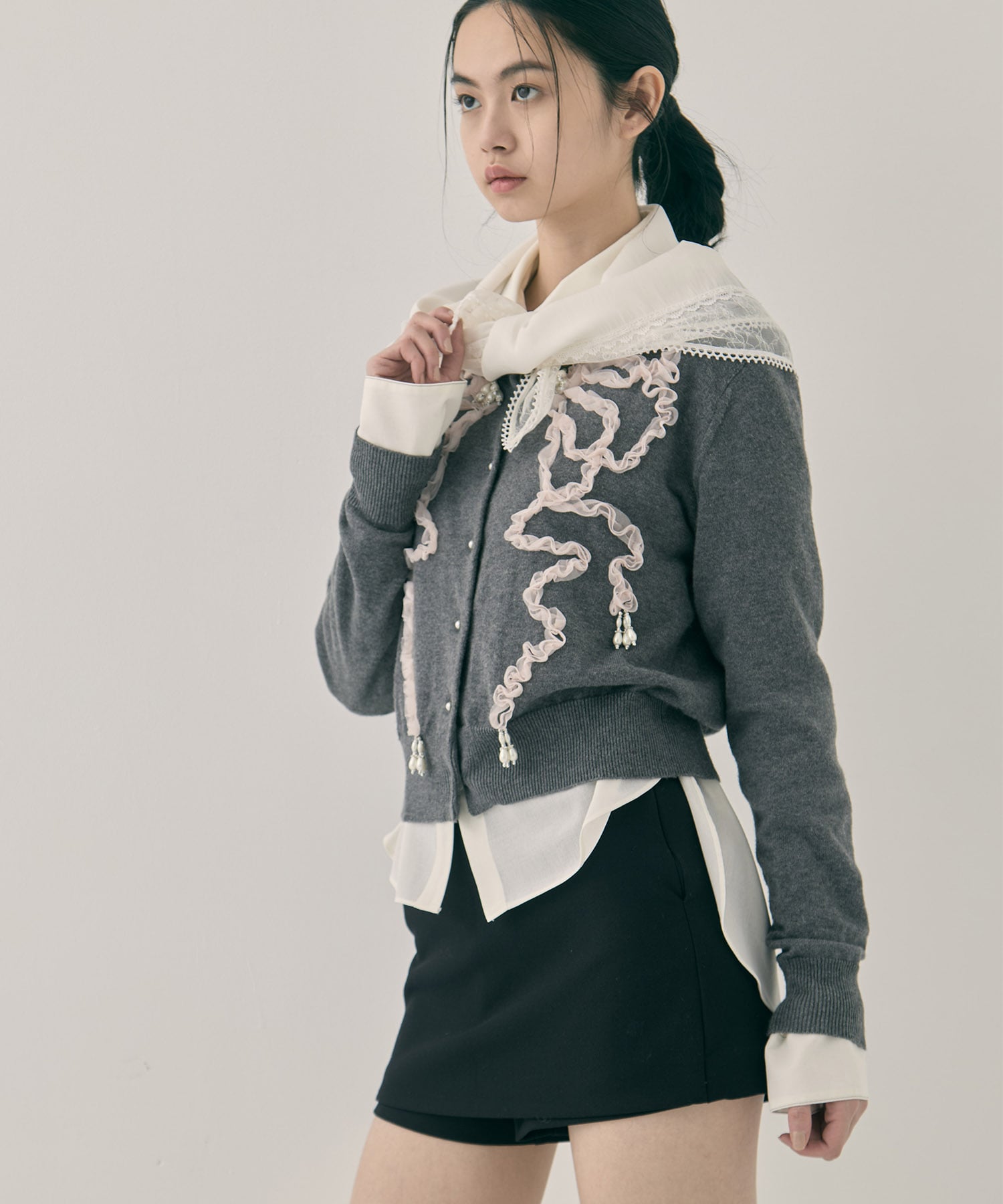 flower lace frame scarf tanakadaisuke