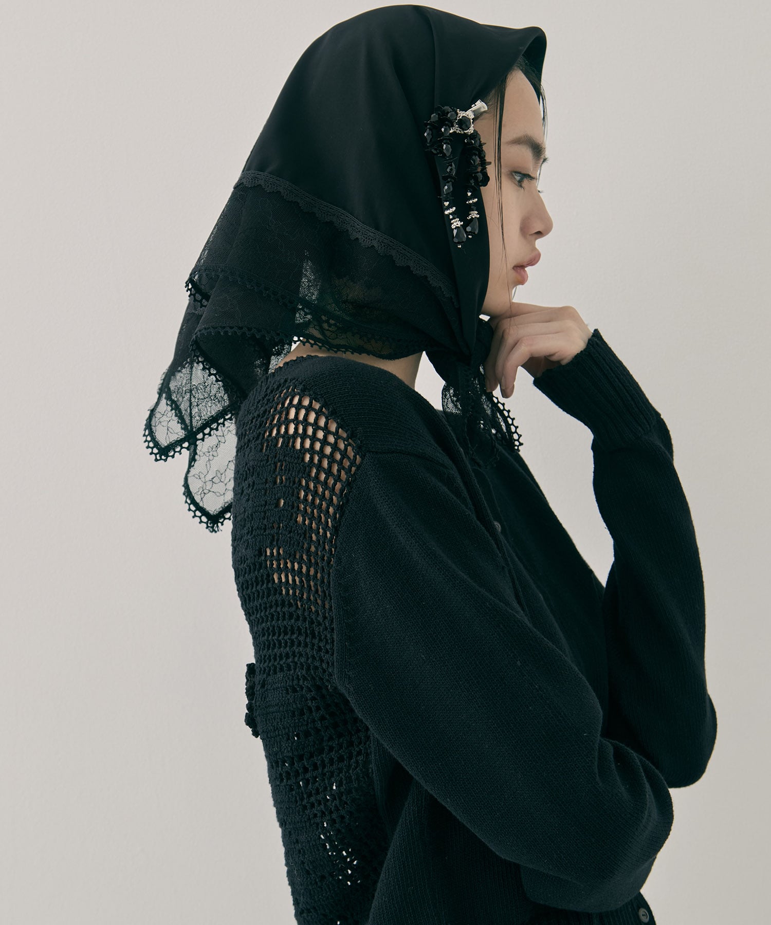 flower lace frame scarf tanakadaisuke