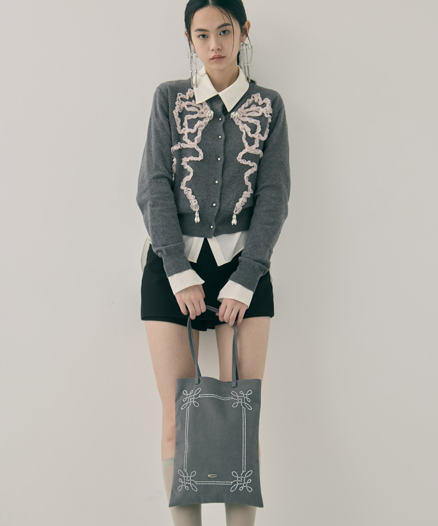 Rhinestone frame tote bag tanakadaisuke