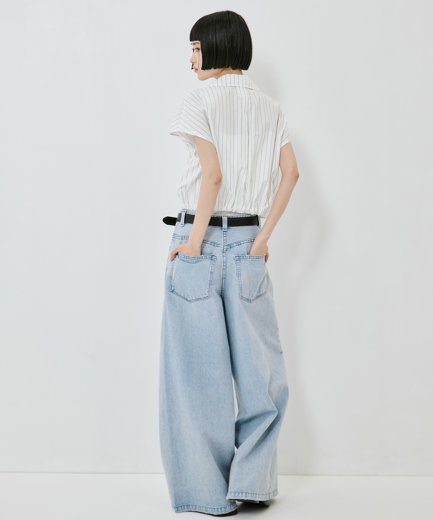 Open Collar Cropped Shirt UJOH