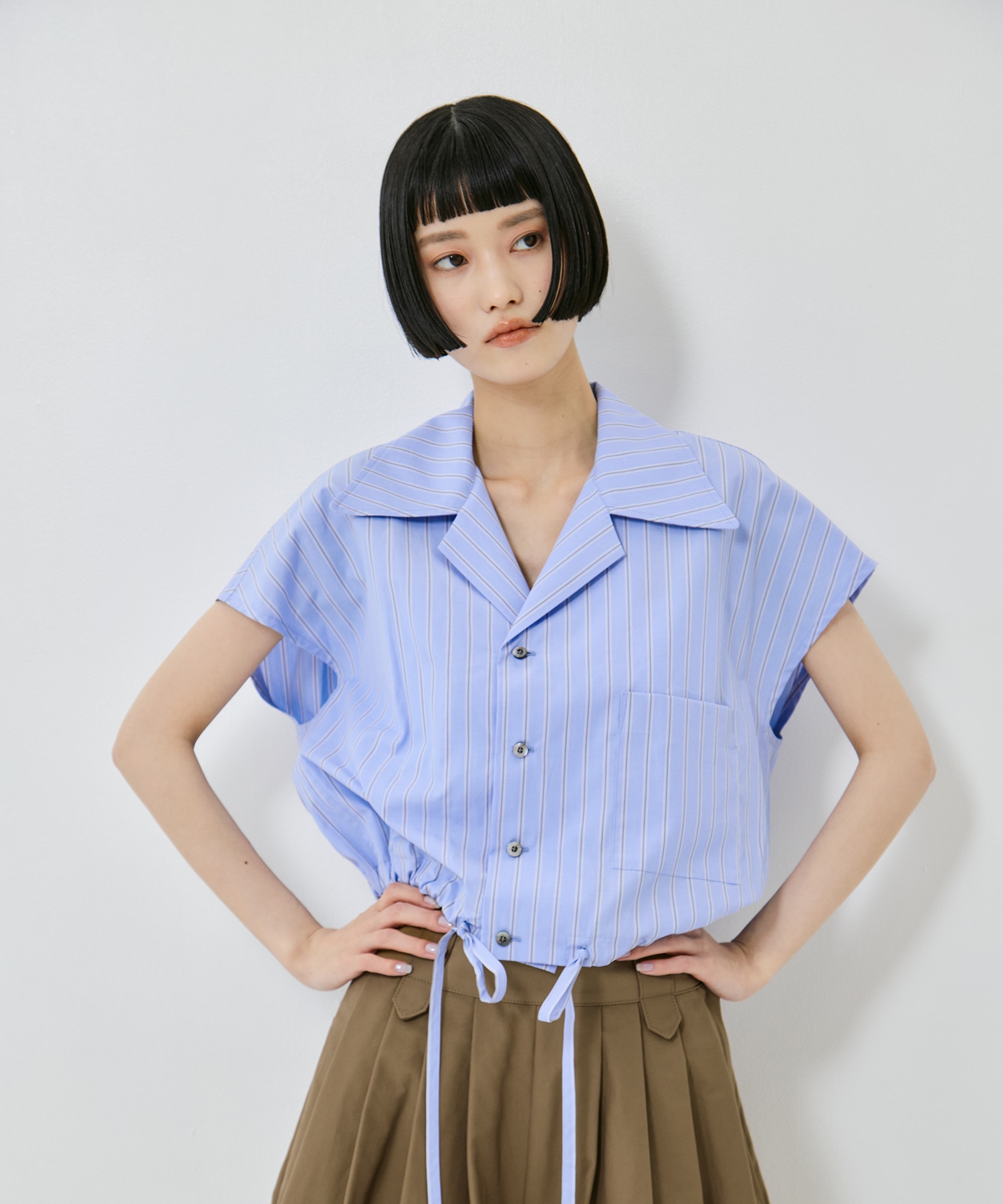 Open Collar Cropped Shirt UJOH
