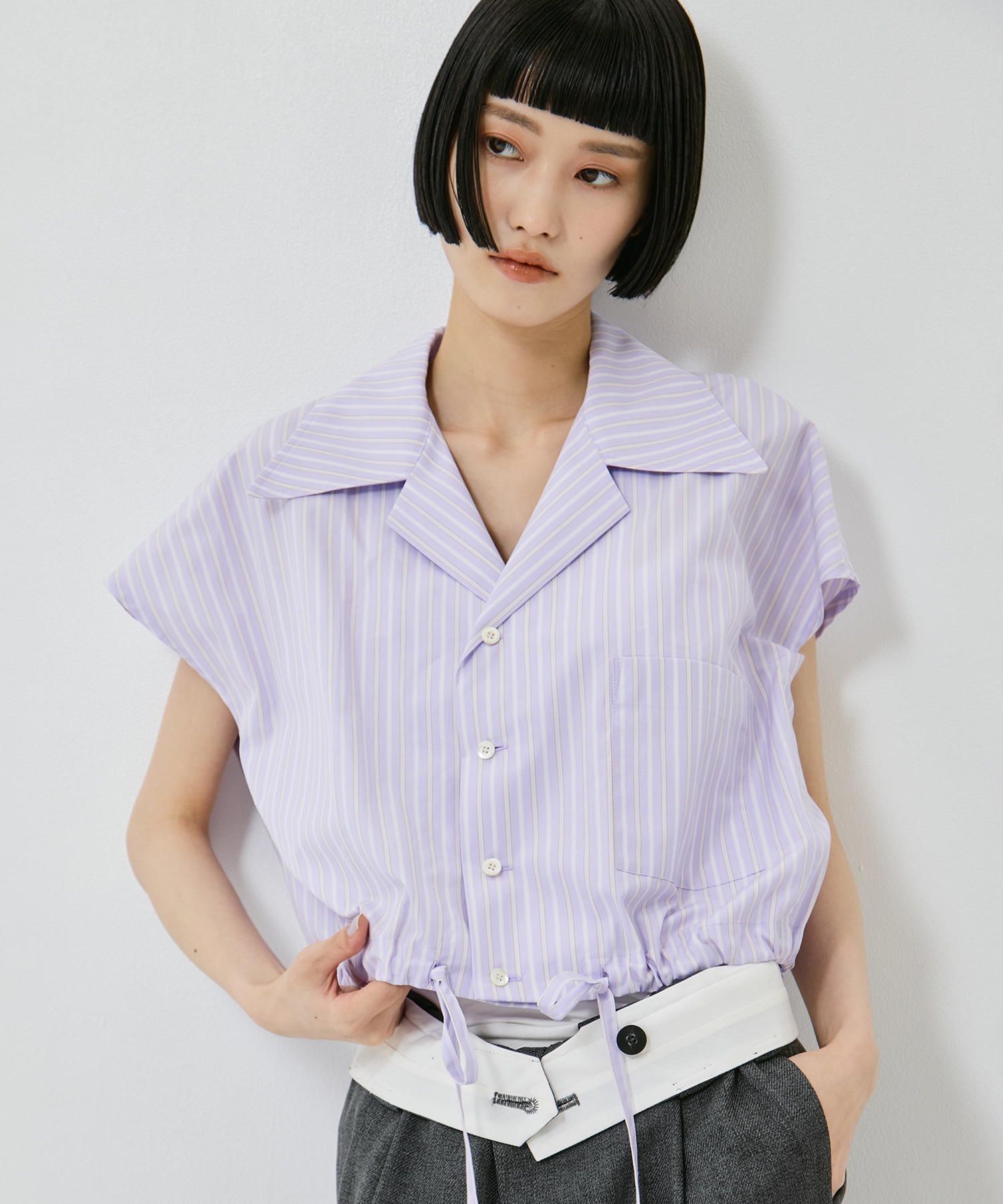 Open Collar Cropped Shirt UJOH