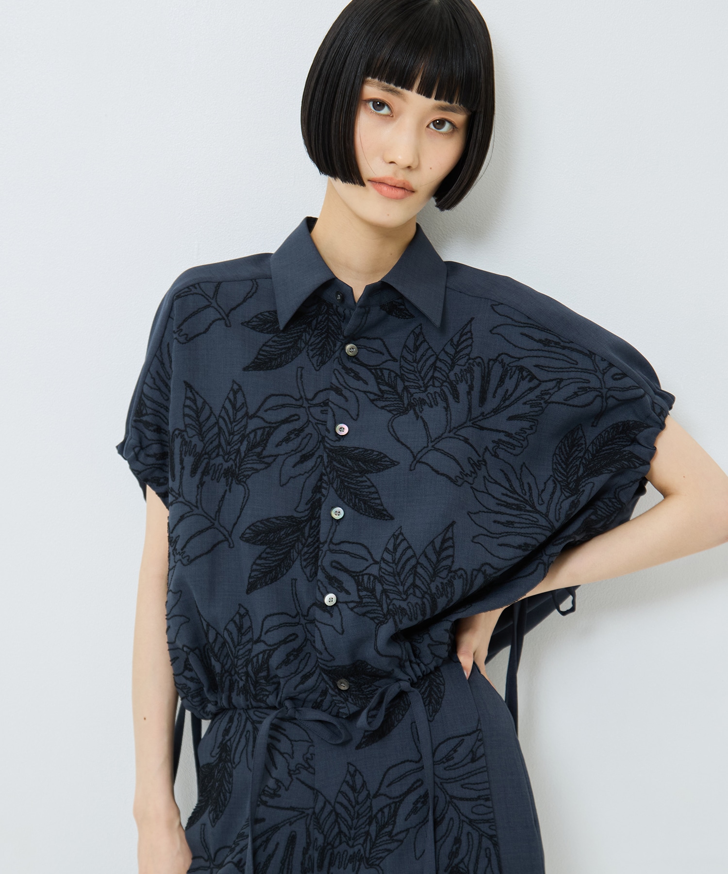 別注 FLOWER LACE GATHER SLEEVE SHIRT UJOH