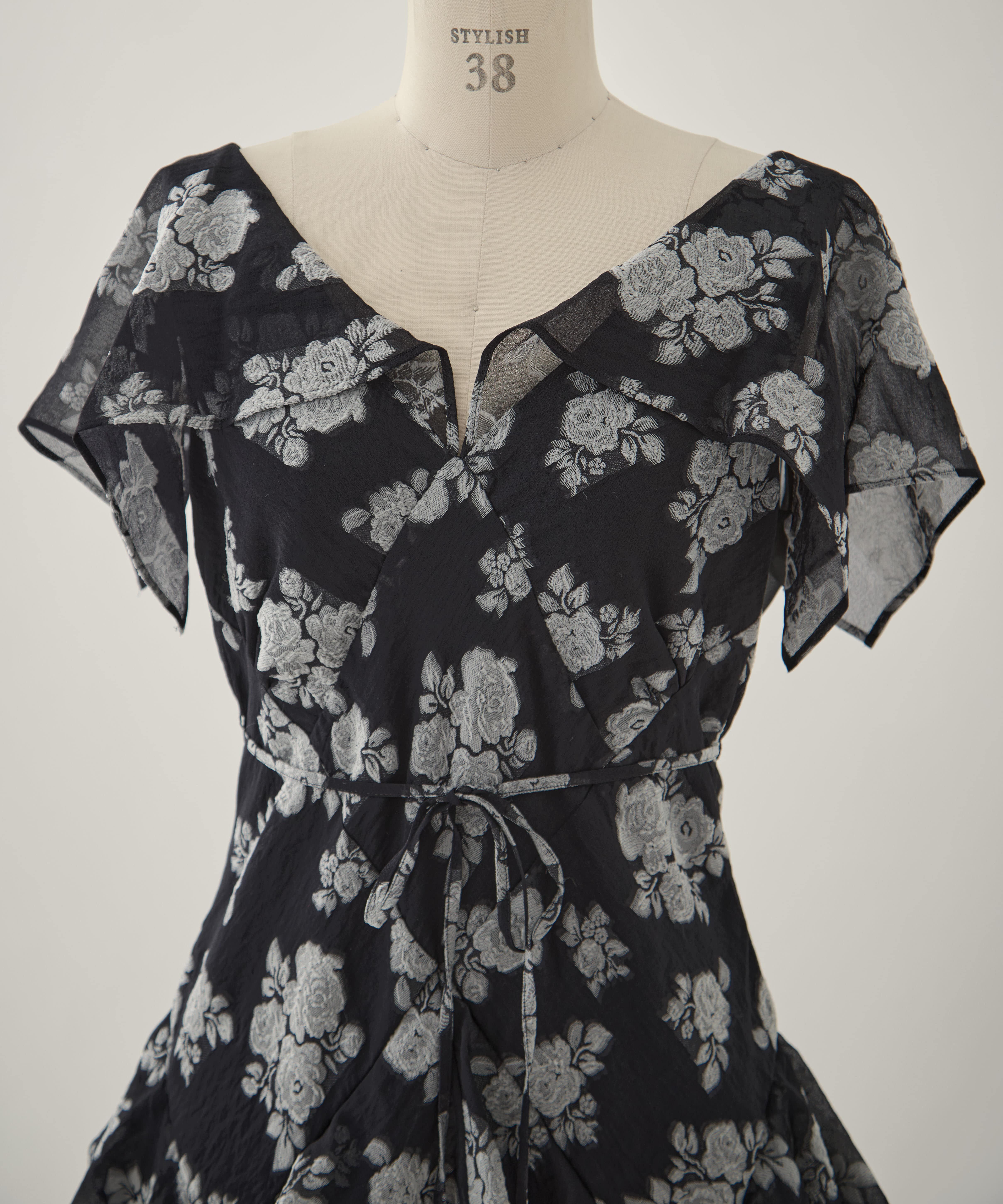 SHEER FLORAL JACQUARD DRESS FETICO