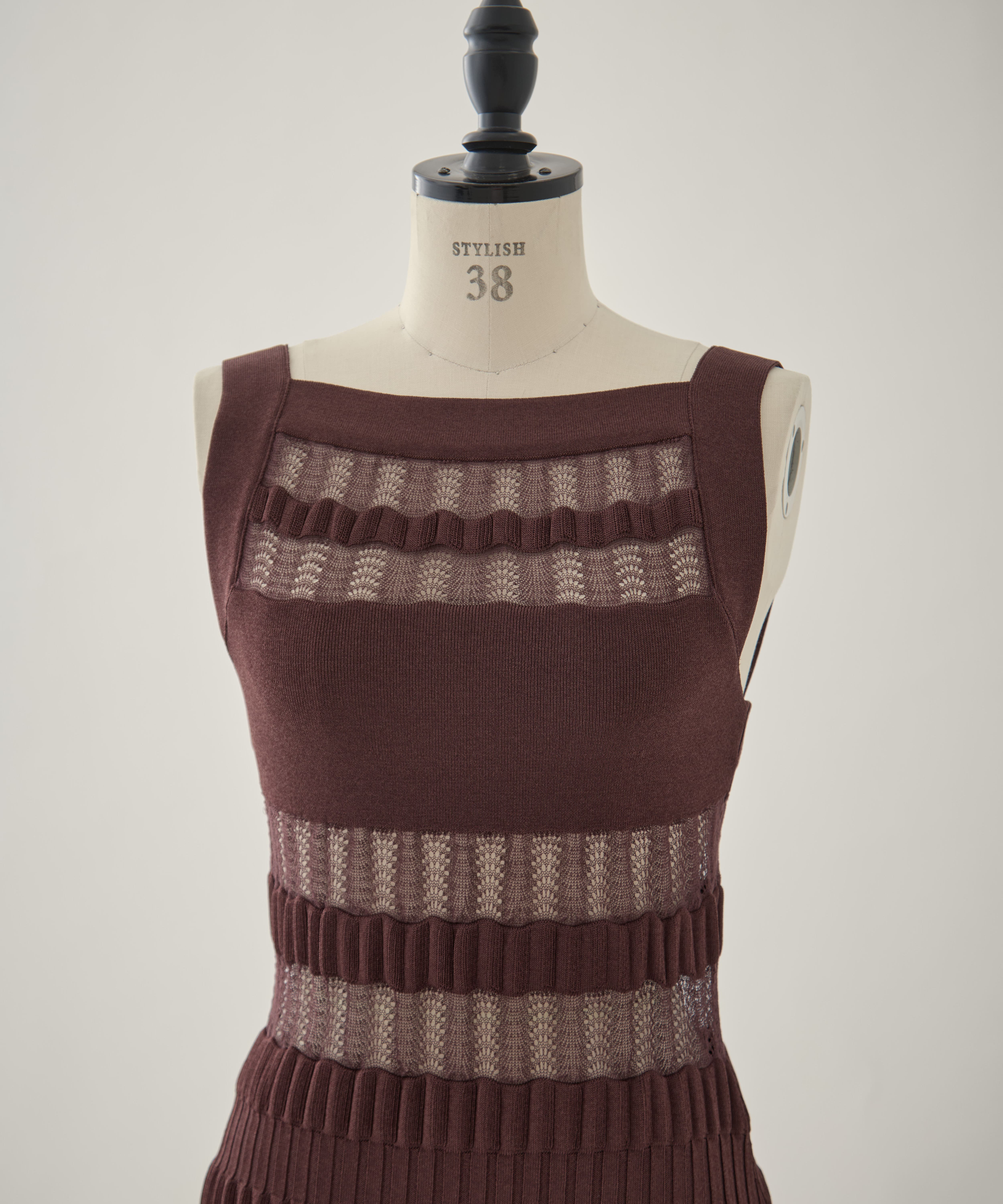 SHEER STRIPE KNIT LONG DRESS FETICO