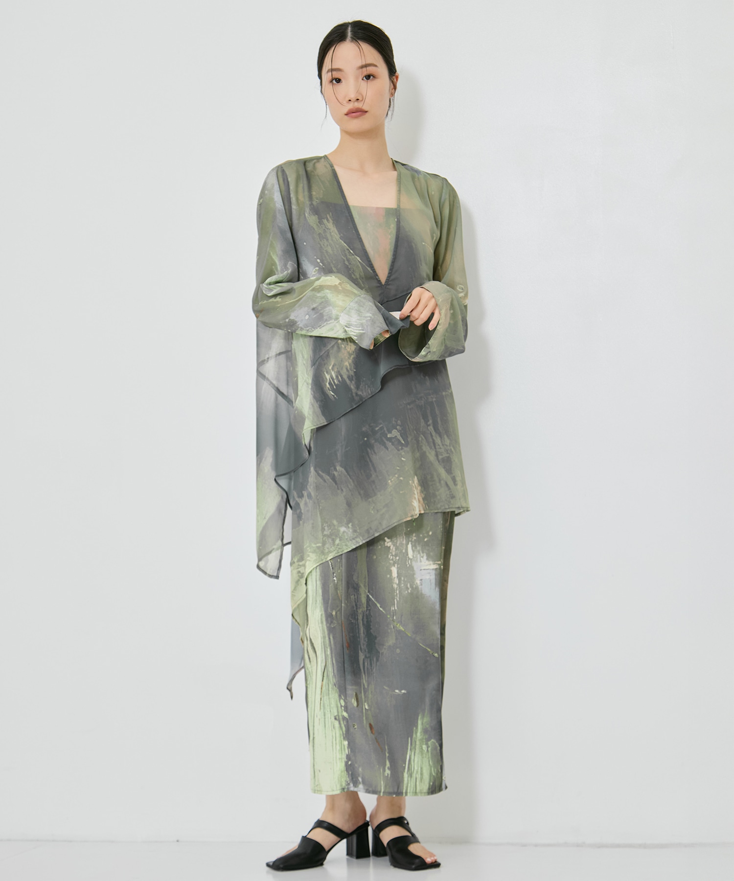 PAINTED TEXTURE ART LAYERED DRESS AMERI