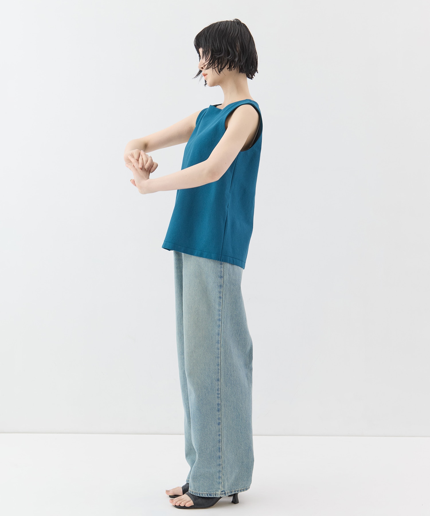 別注no sleeve knit tops WRAPINKNOT