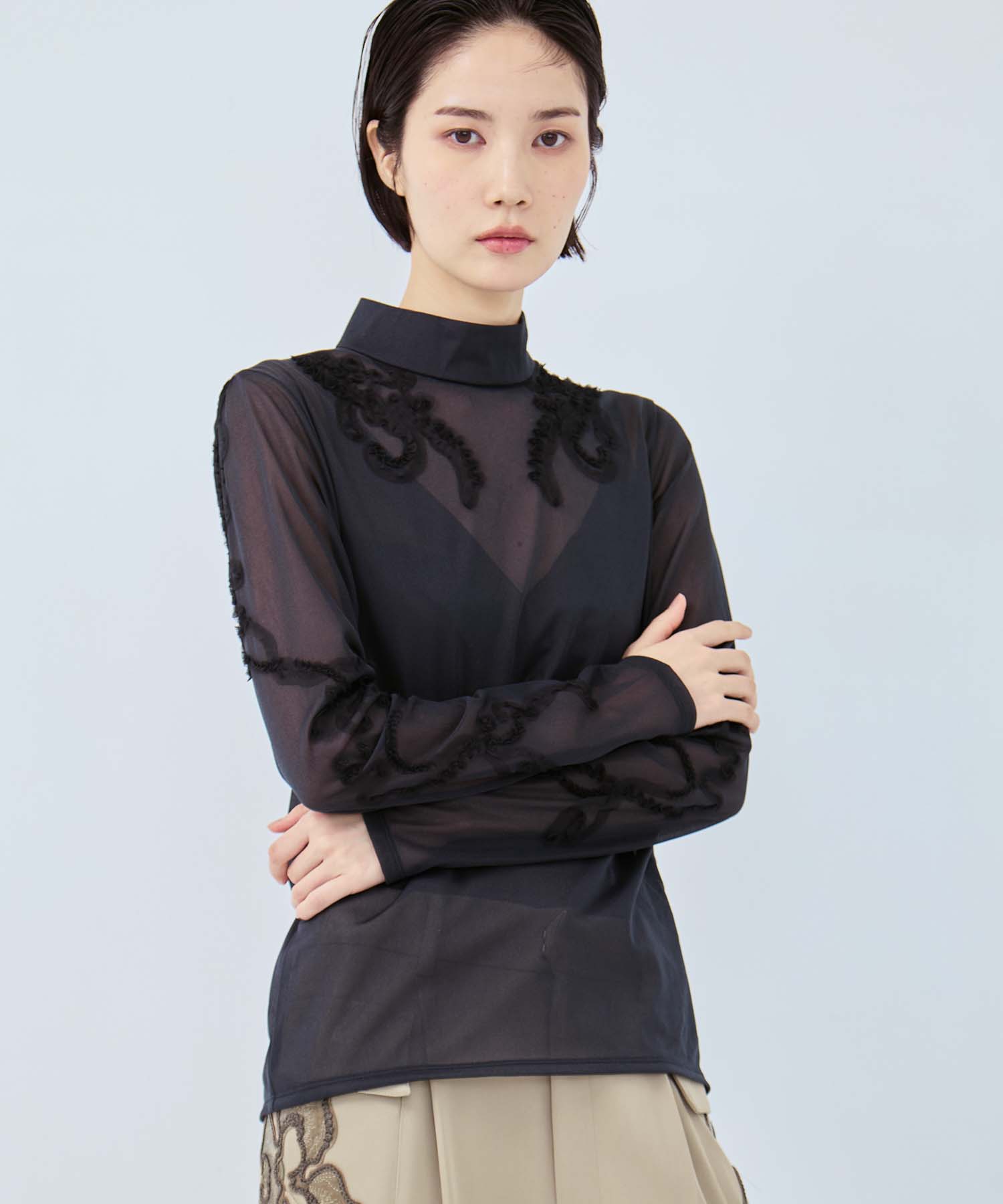 別注Moon road embroidered sheer top MURRAL