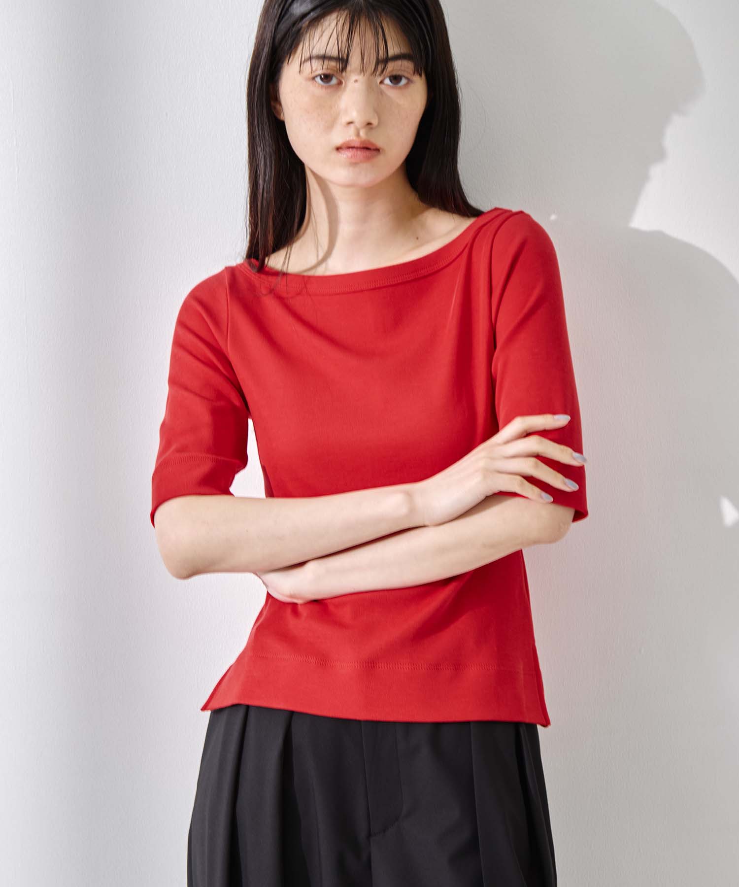 Luxury Cotton Boat Neck Tee 