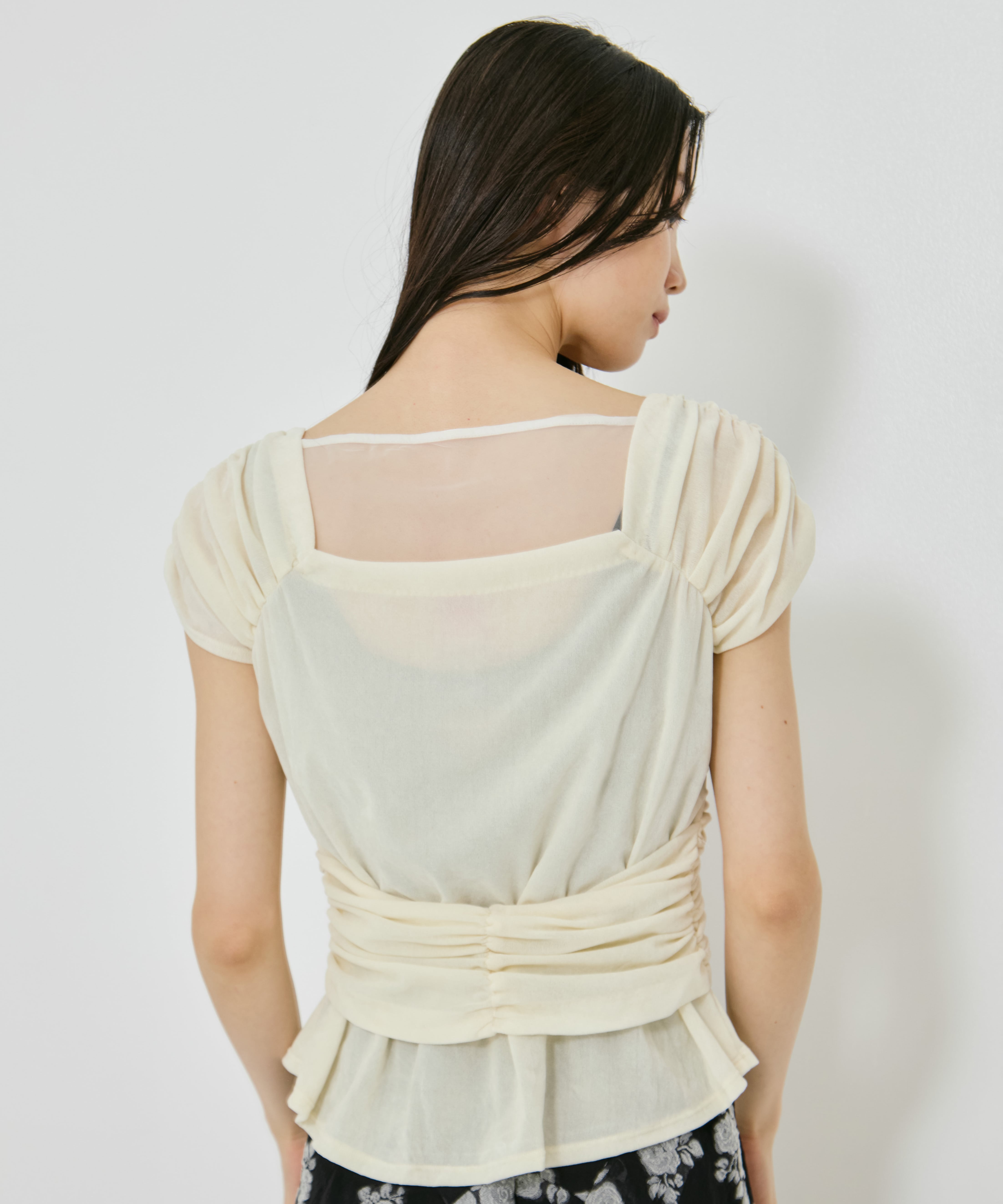 VELVET TULLE GATHERED TOP FETICO