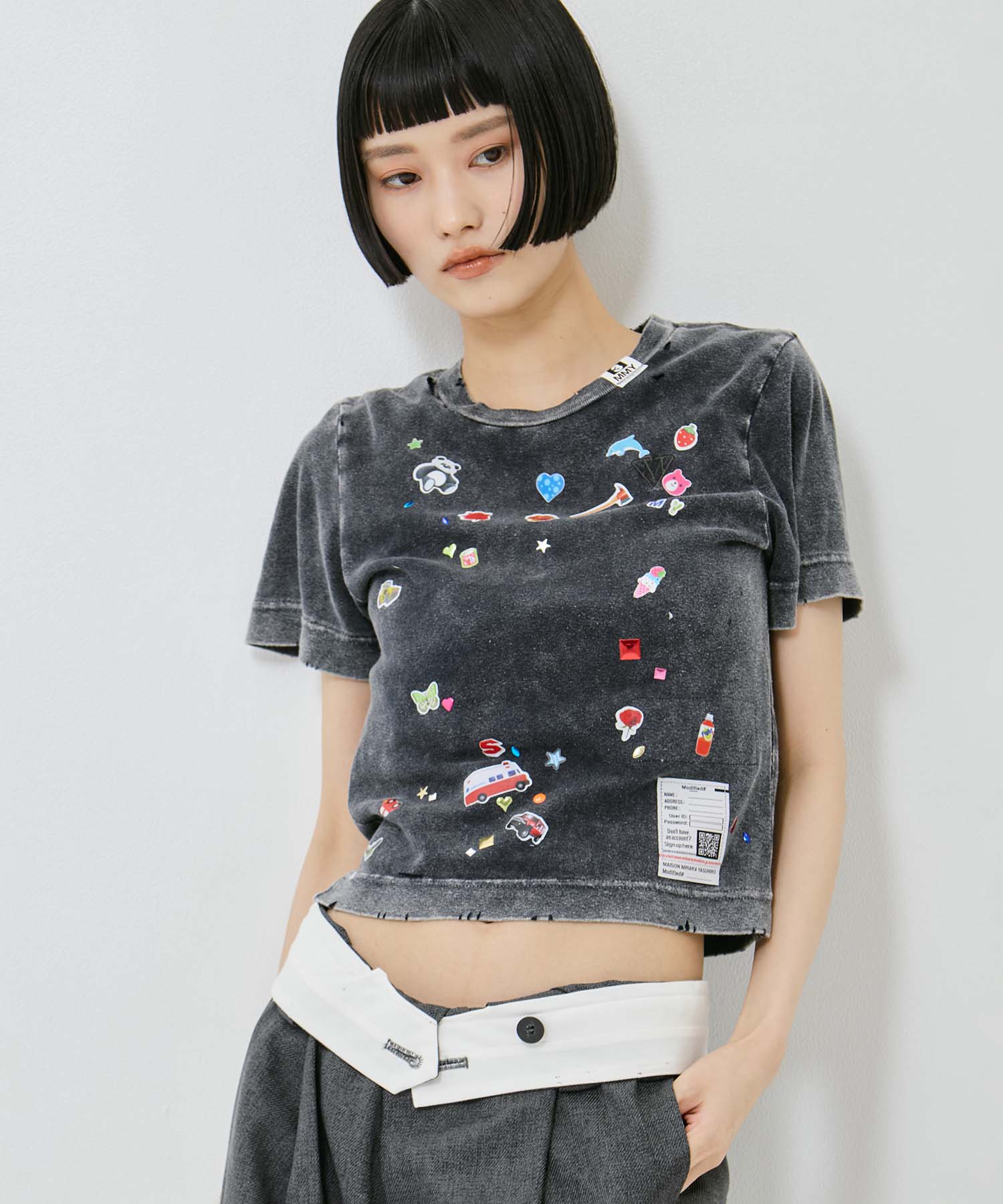 BLEACHED KIDS STICKER MINI TEE Maison MIHARA YASUHIRO