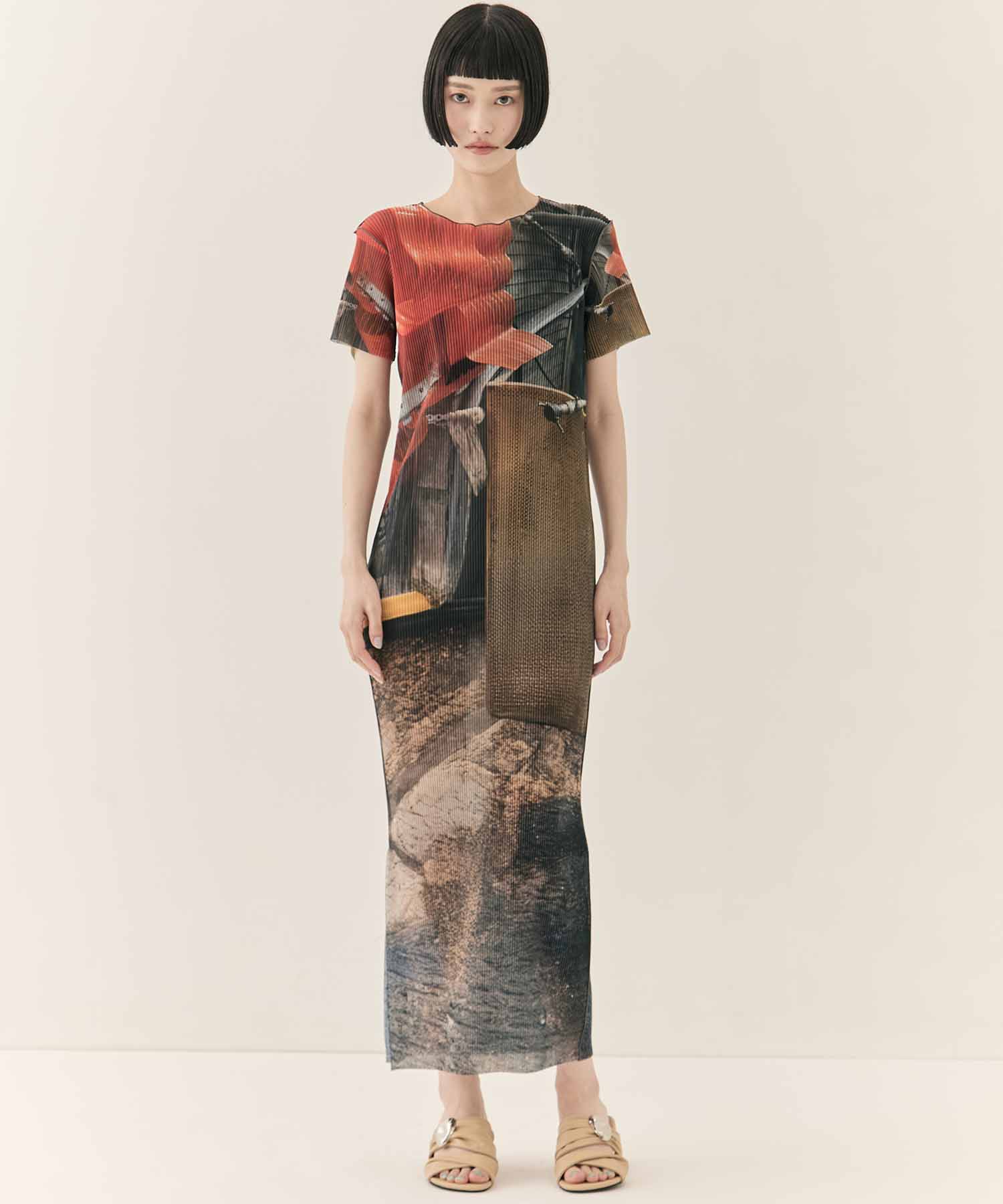 SHEER GRAPHIC DRESS SHORTSLEEVE kotohayokozawa