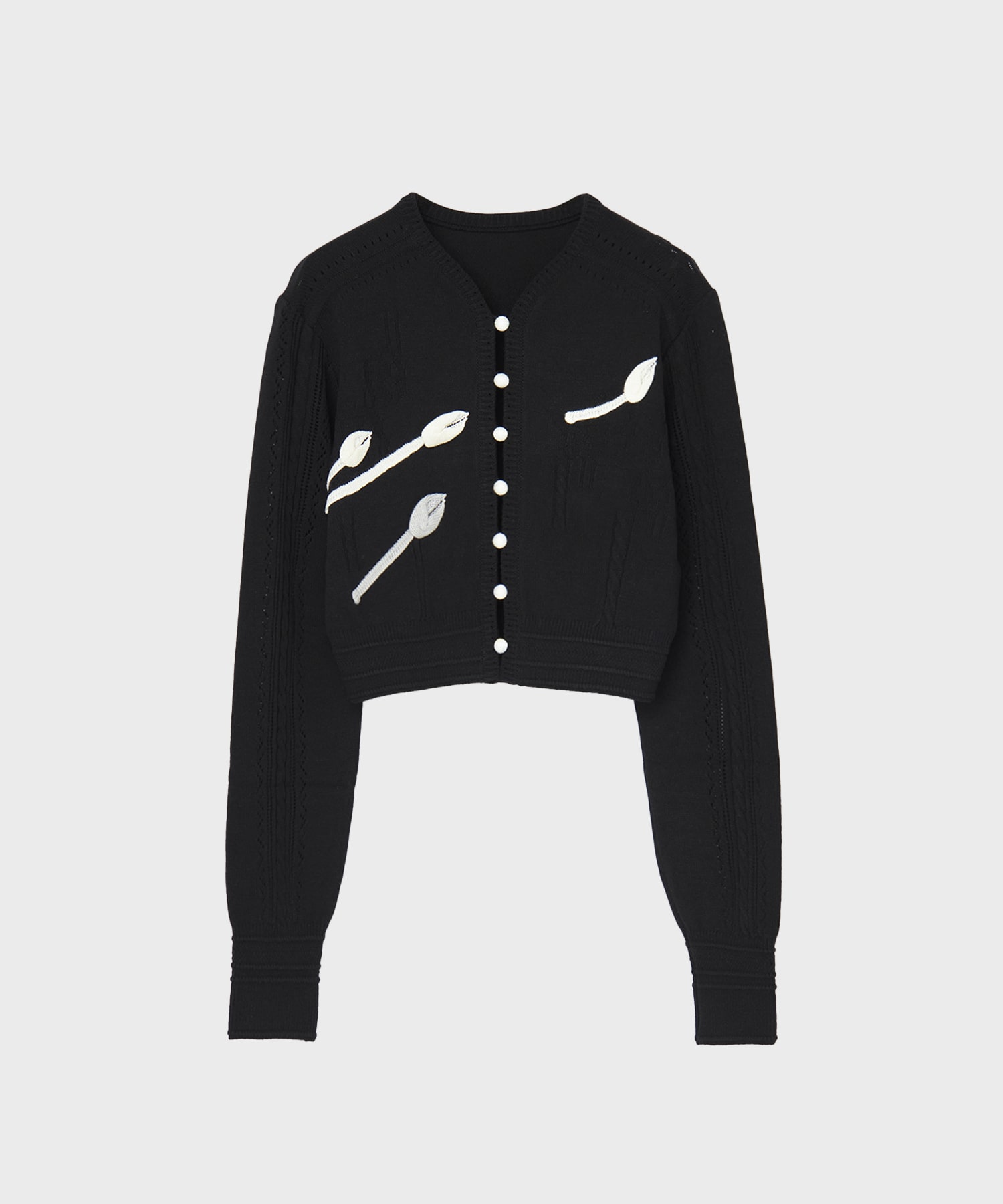 3D Floral Motif Knit Cardigan Mame Kurogouchi