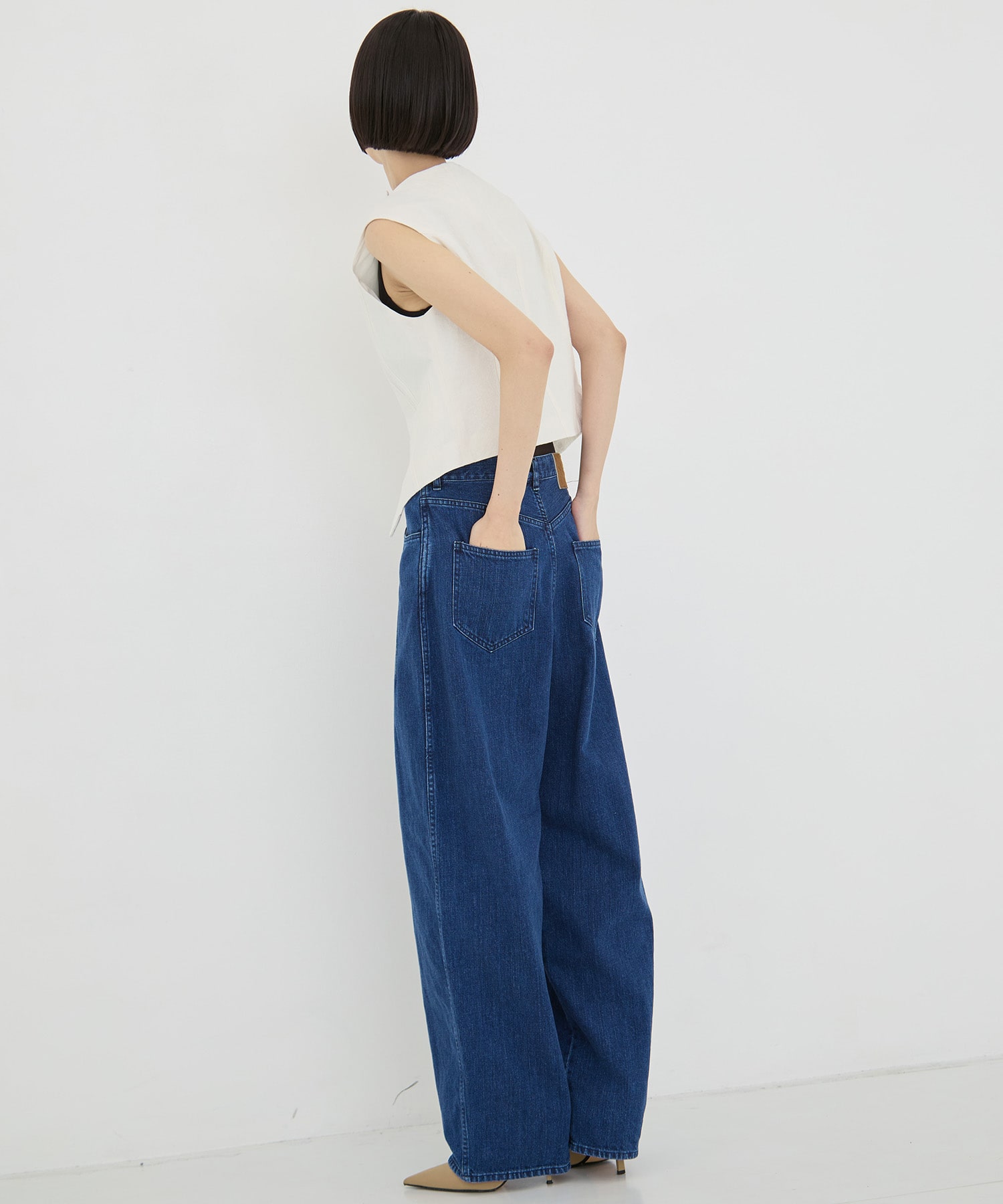 Miriam panel denim pants AKIRANAKA