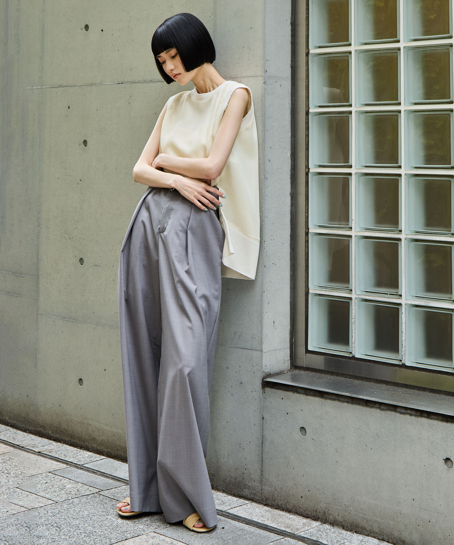 Summer Wool Belted Trousers STUDIOUS