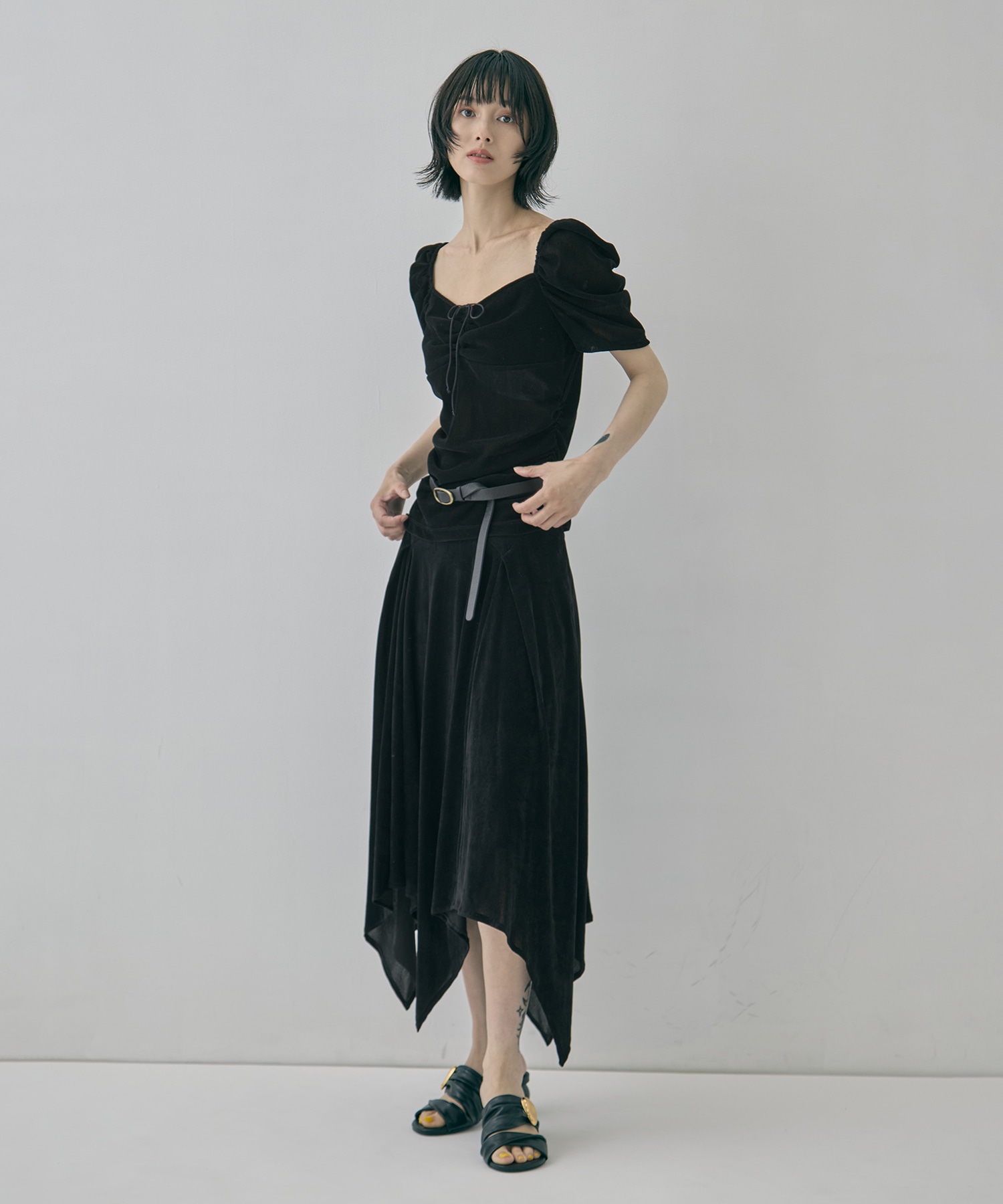 VELVET TULLE GATHERED SKIRT FETICO