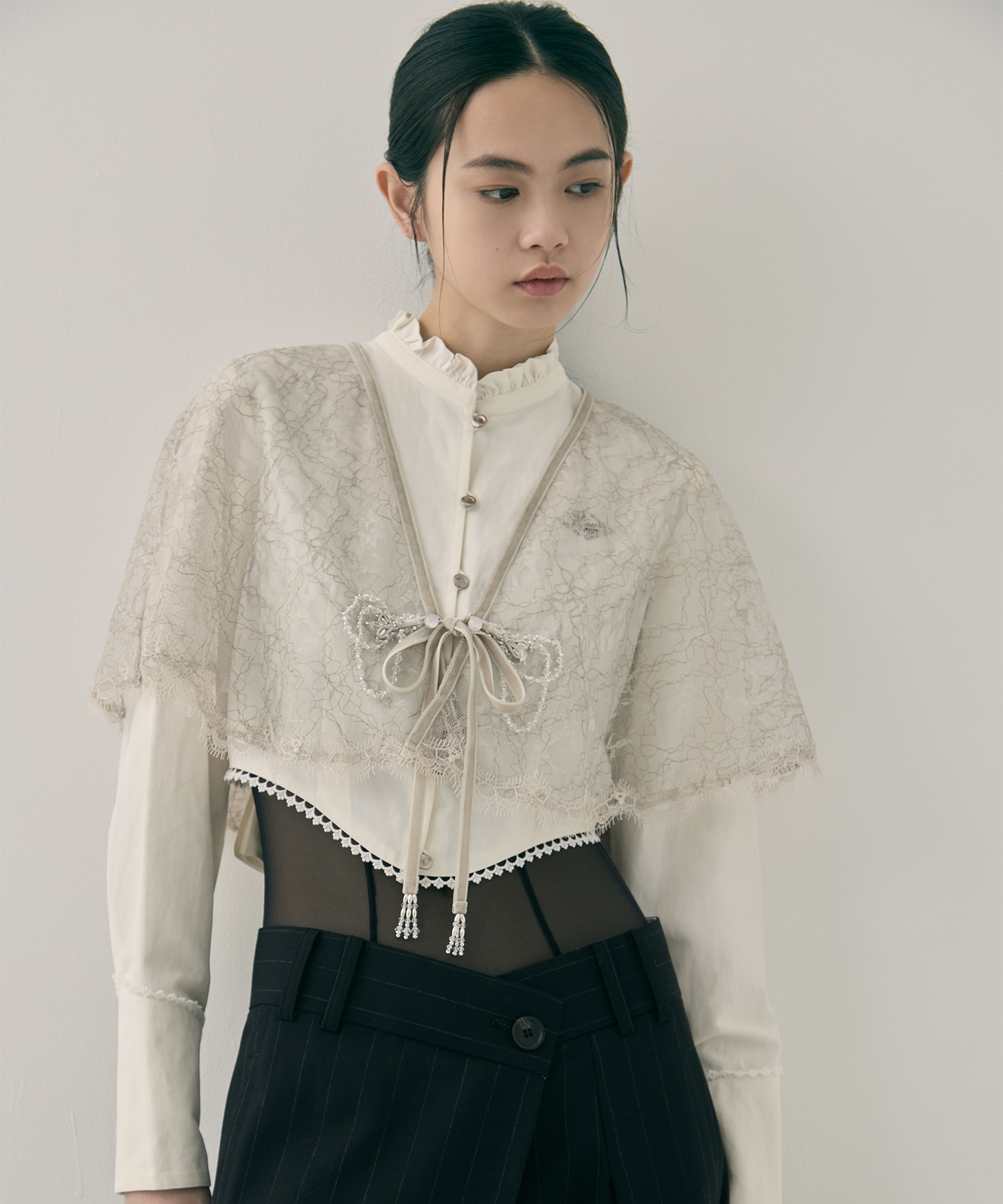 flower lace velvet ribbon cape tanakadaisuke