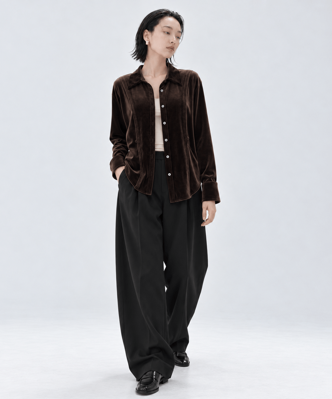 Strech Velour Shirt STUDIOUS