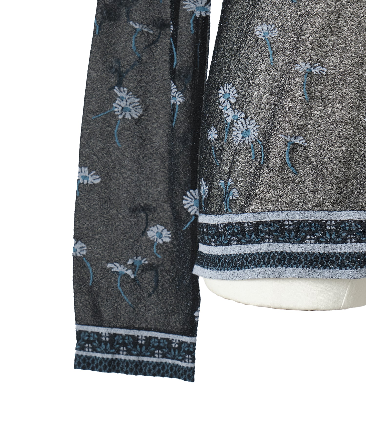 Floral Pattern Long Sleeve Sheer Knit Top Mame Kurogouchi