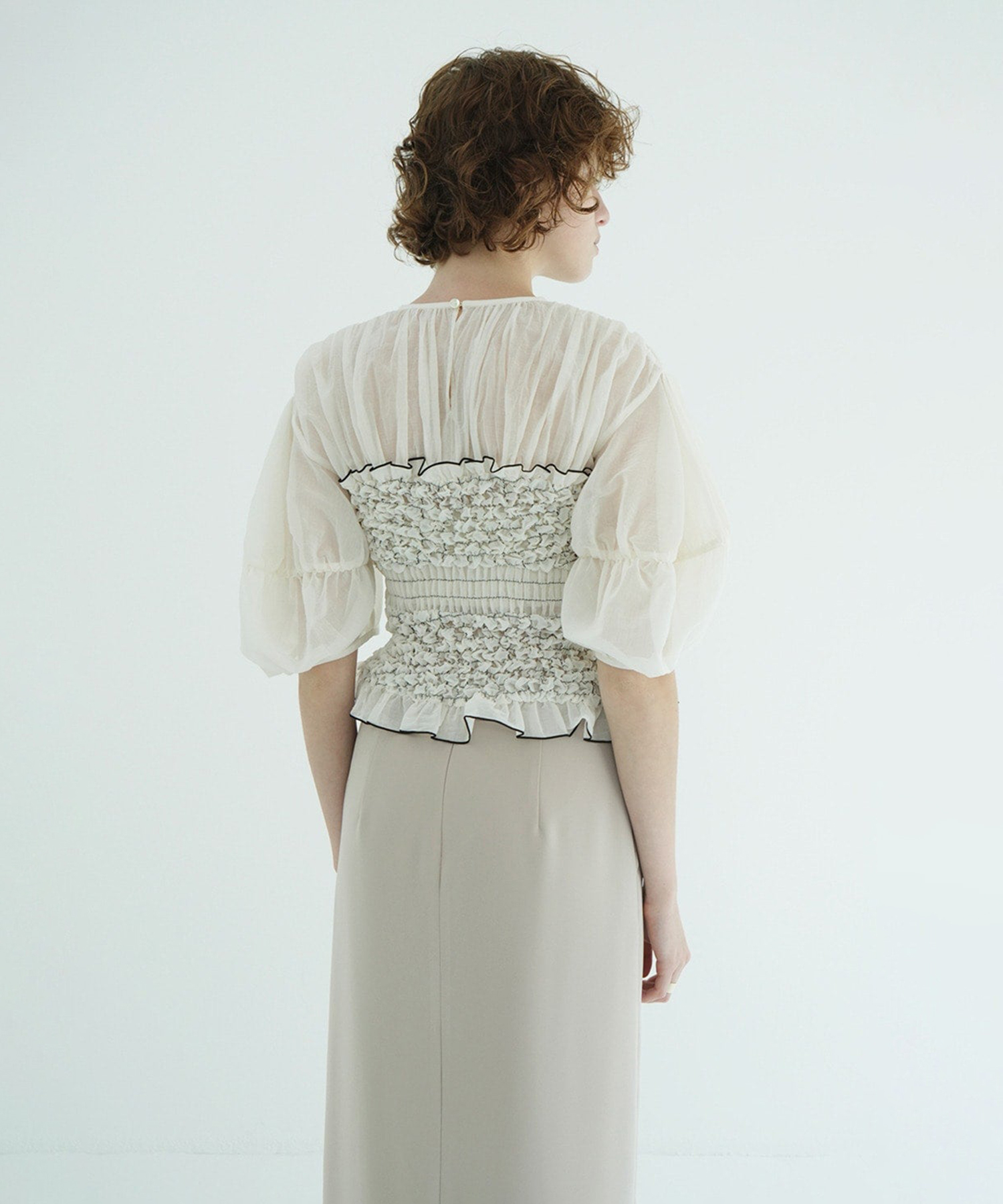 COLOR STITCHED SHIRRING TOPS CLANE