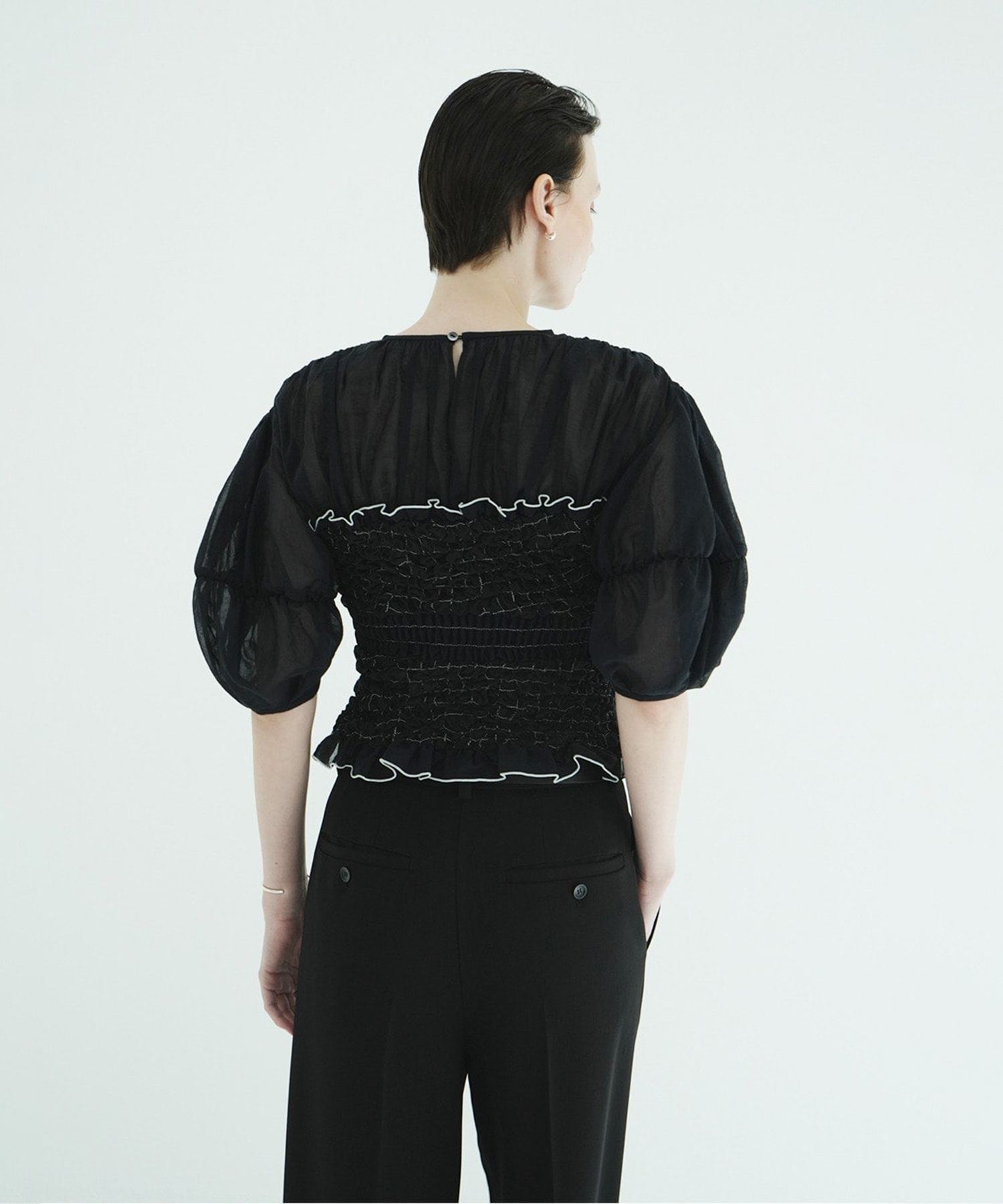 COLOR STITCHED SHIRRING TOPS CLANE