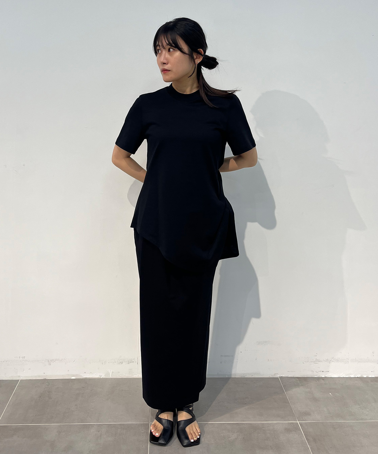 Cotton Jersey Asymmetric T-Shirt Mame Kurogouchi