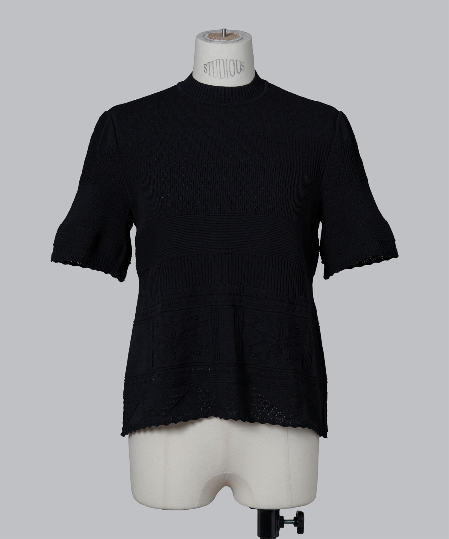 Knit Lace Short Sleeve Top Mame Kurogouchi