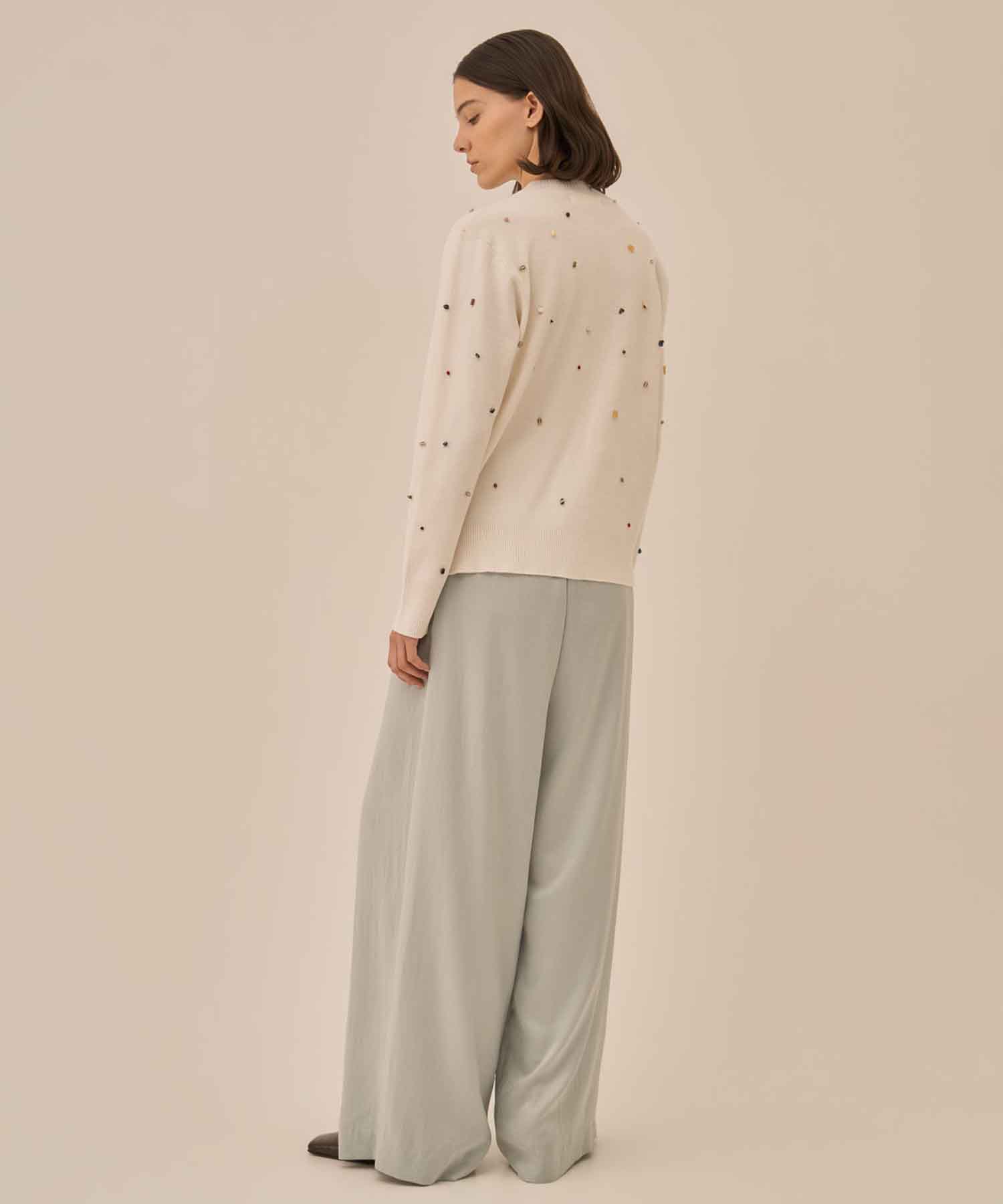 Aila glass beads& ores knit pullover AKIRANAKA