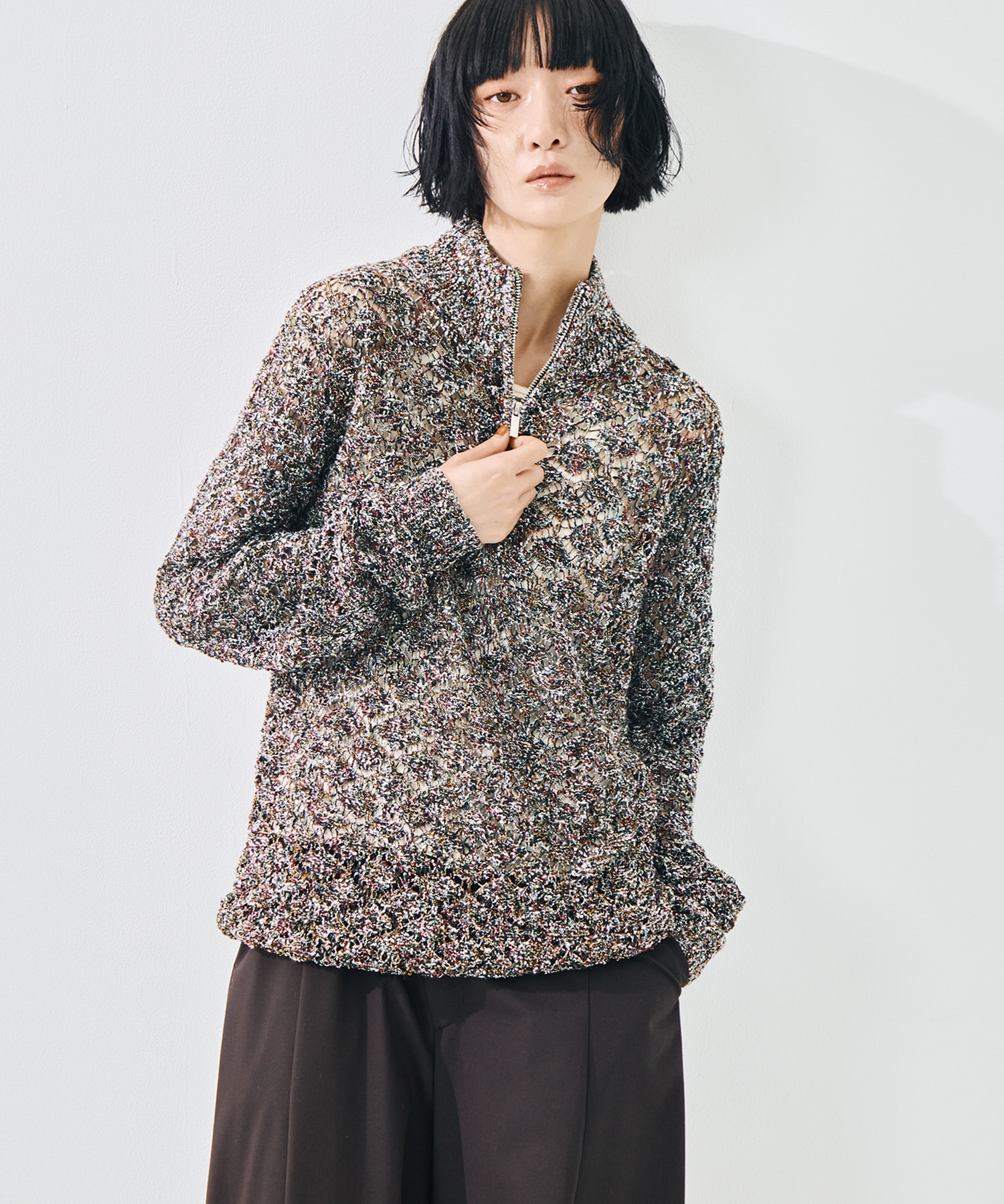 MULTI-COLORED HALF-ZIP KNIT TAAKK