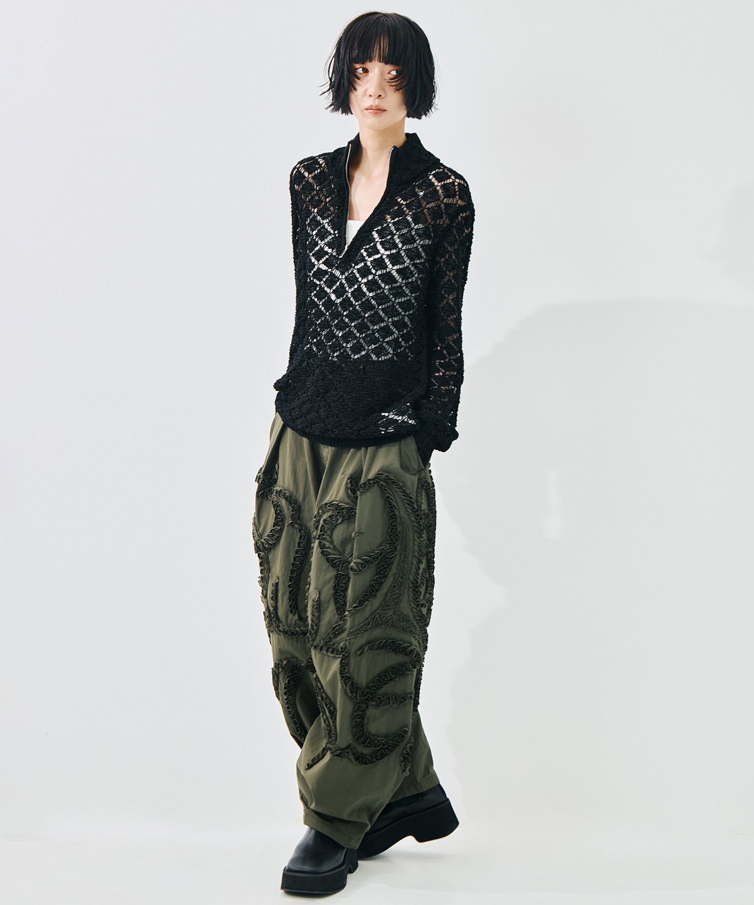 WIDE TATOO EMBROIDERY PANTS TAAKK