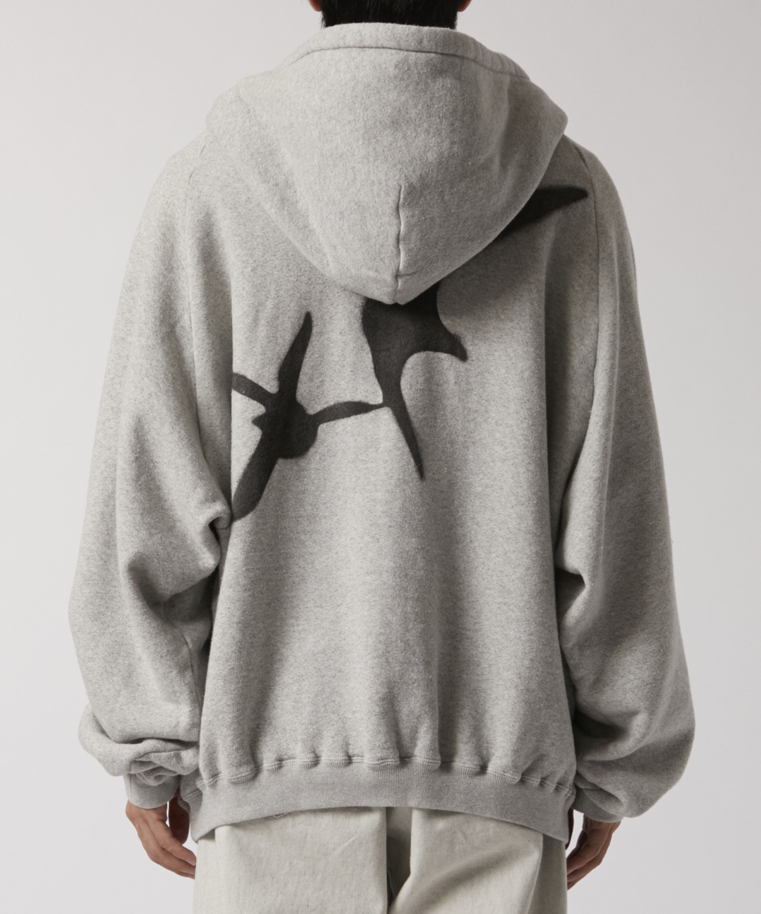 Sprayed Deep Tuck Hoodie Old Fabric Fujimoto