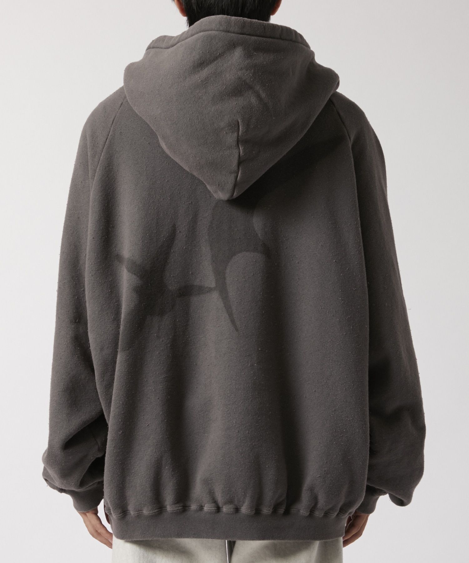 Sprayed Deep Tuck Hoodie Old Fabric Fujimoto