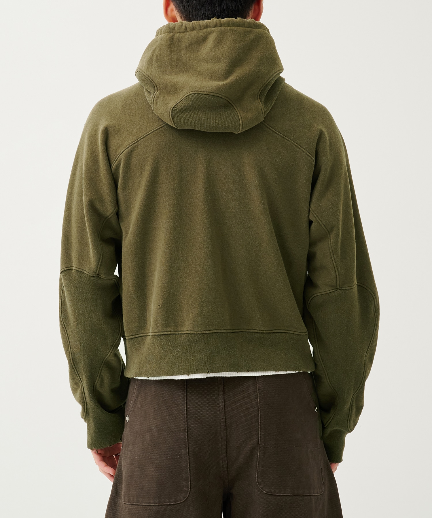 別注 DAMAGED PANELLED ZIP UP HOODIE NVRFRGT