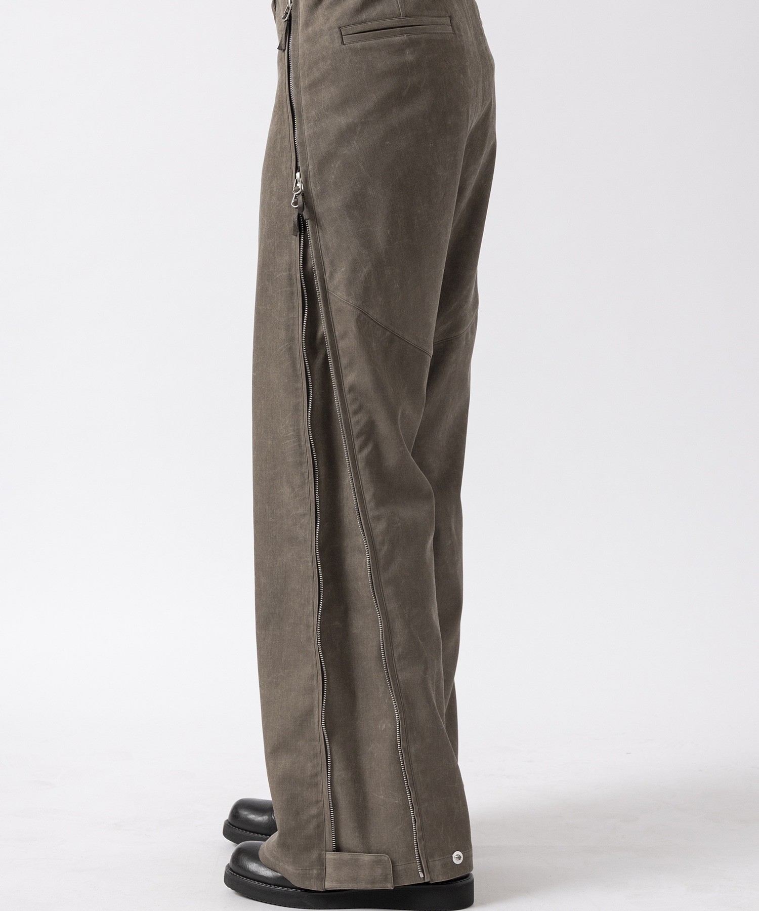 NATURAL DYED WOOLGABARDINE ZIP TROUSERS NULABEL CM1YOK42