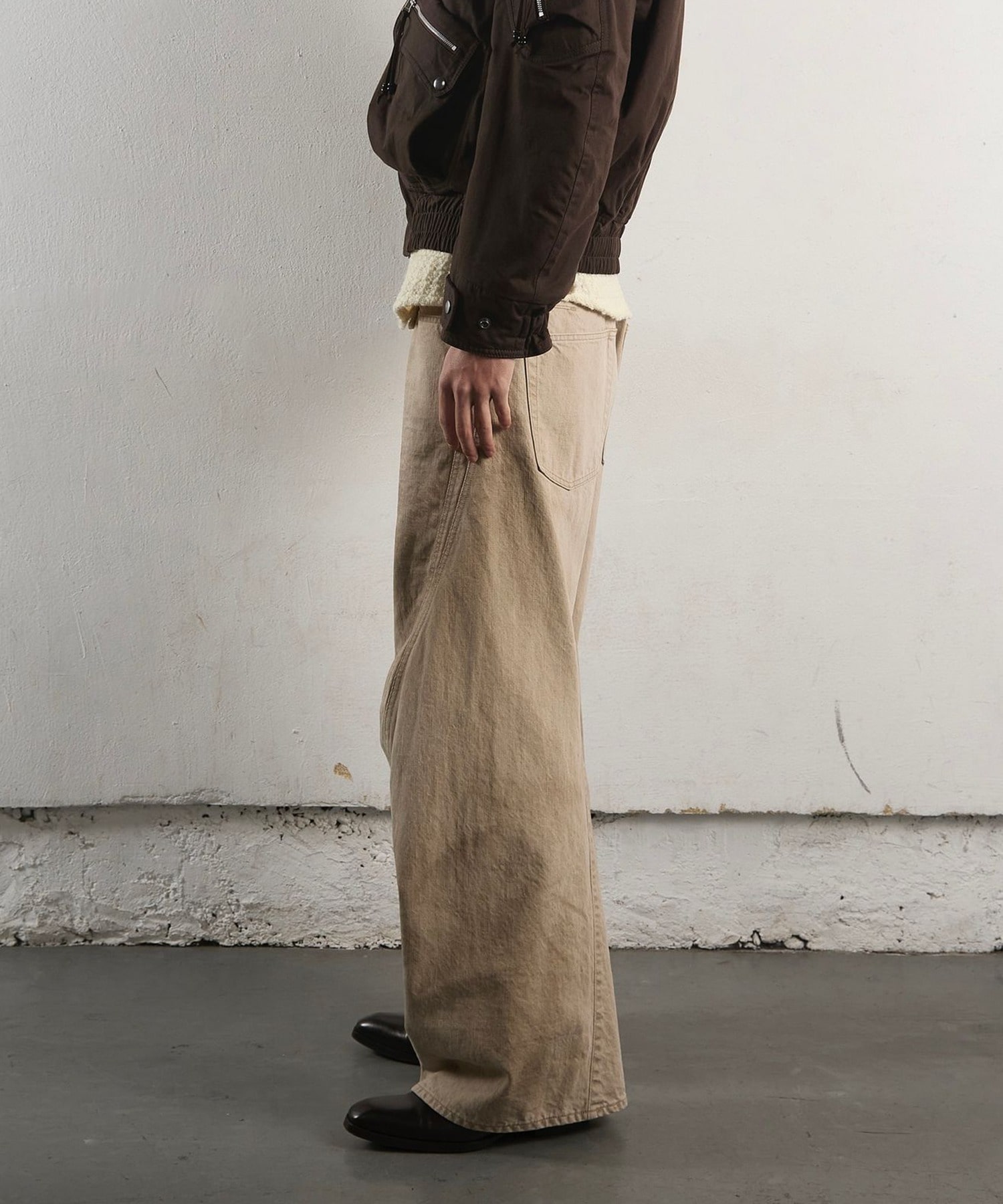 3D TWISTED WIDE LEG JEANS DIRTY FADED TAN NVRFRGT