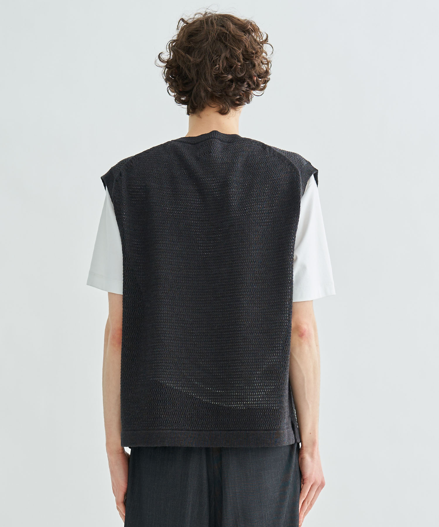 BATONER◇MIX YARN CREW NECK VEST/2/コットン/WHT/総柄/BN-23SM-021/-