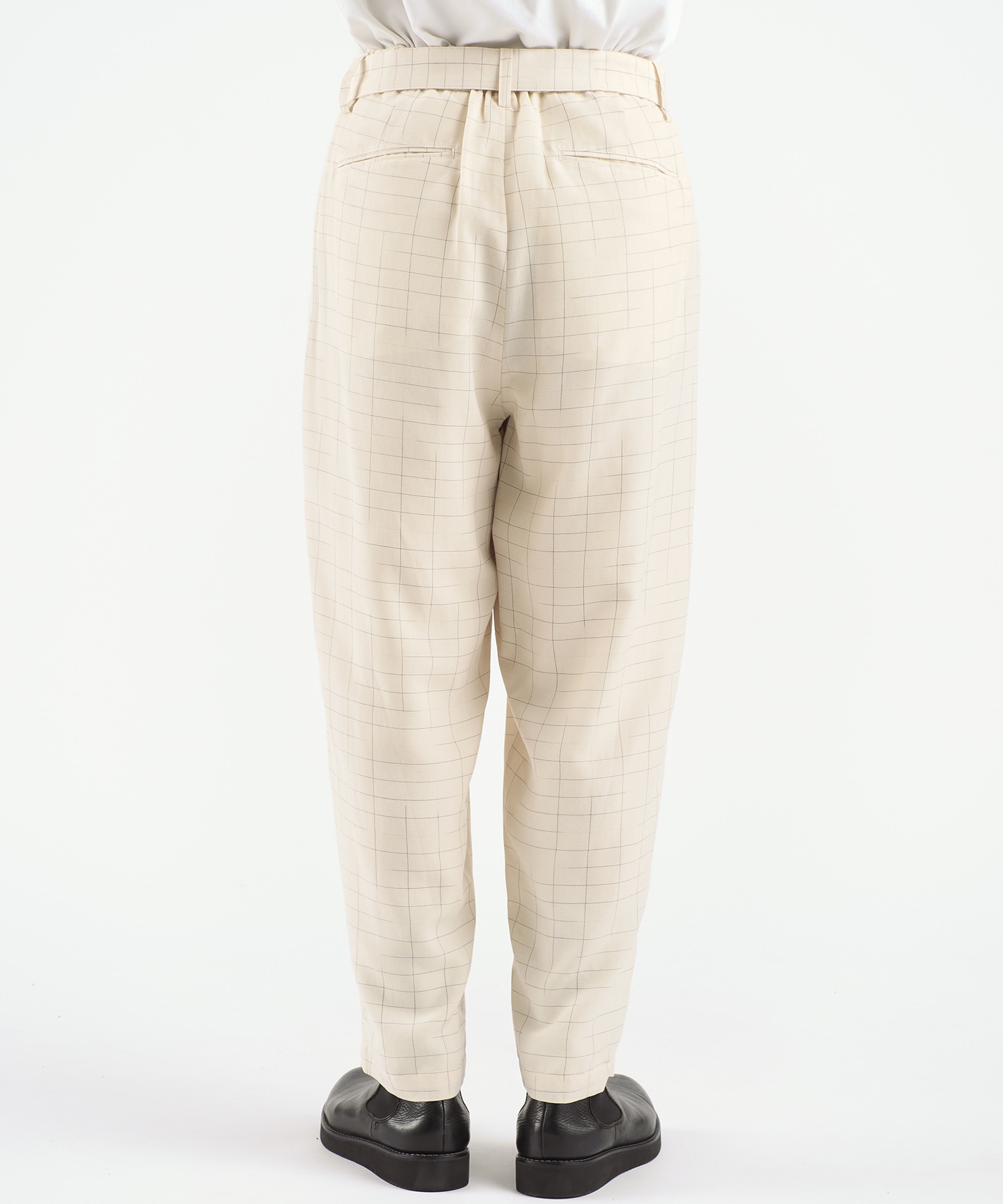 別注〉GRID CHECK BELTED WIDE TAPERED SLACKS｜ATTACHMENT