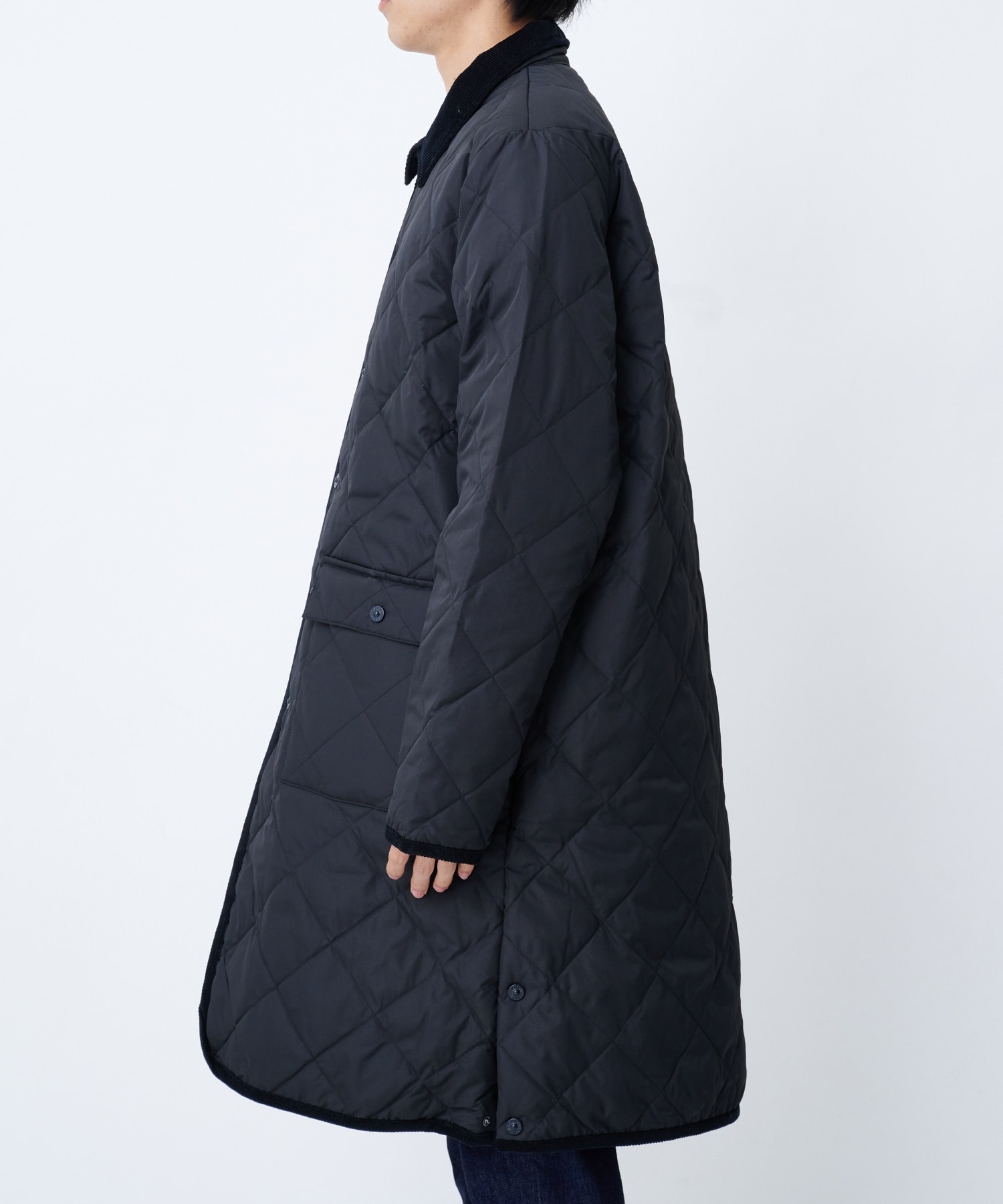 PIPING COLLARED LONG DOWN COAT | TAION