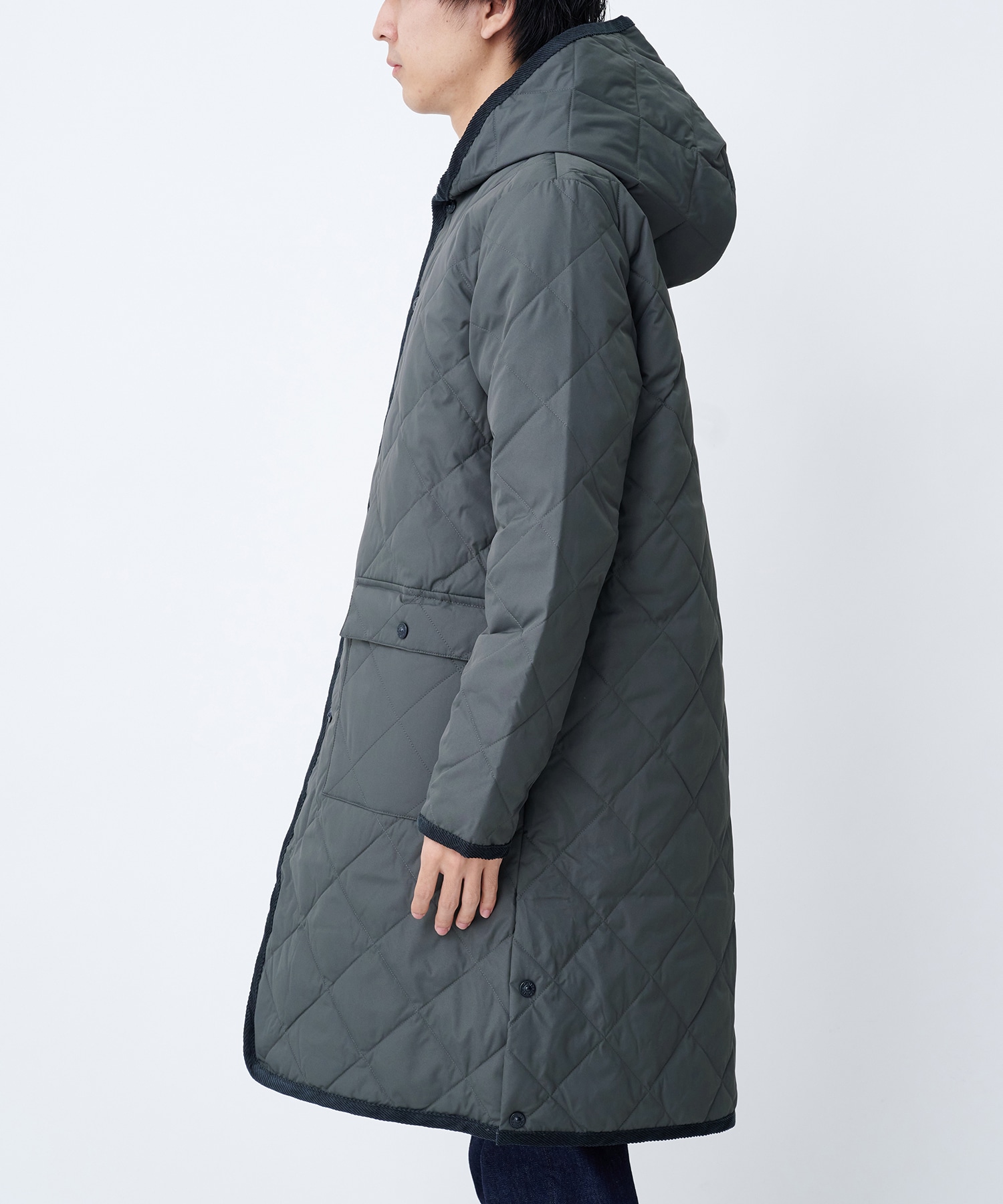 PIPING HOOD LONG DOWN COAT | TAION