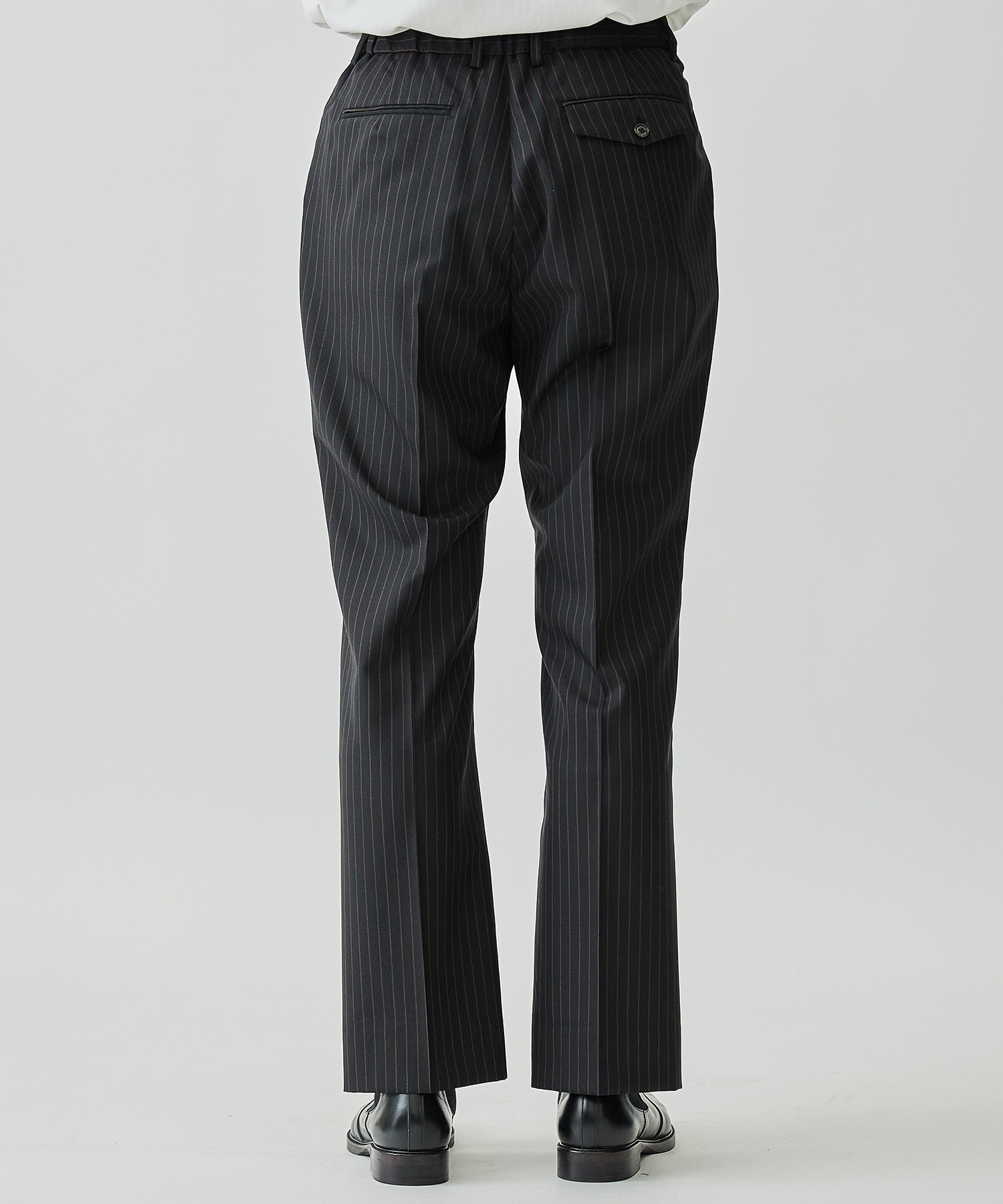 ORGANIC WOOL TROPICAL FLAT FRONT FLAIR TROUSERS