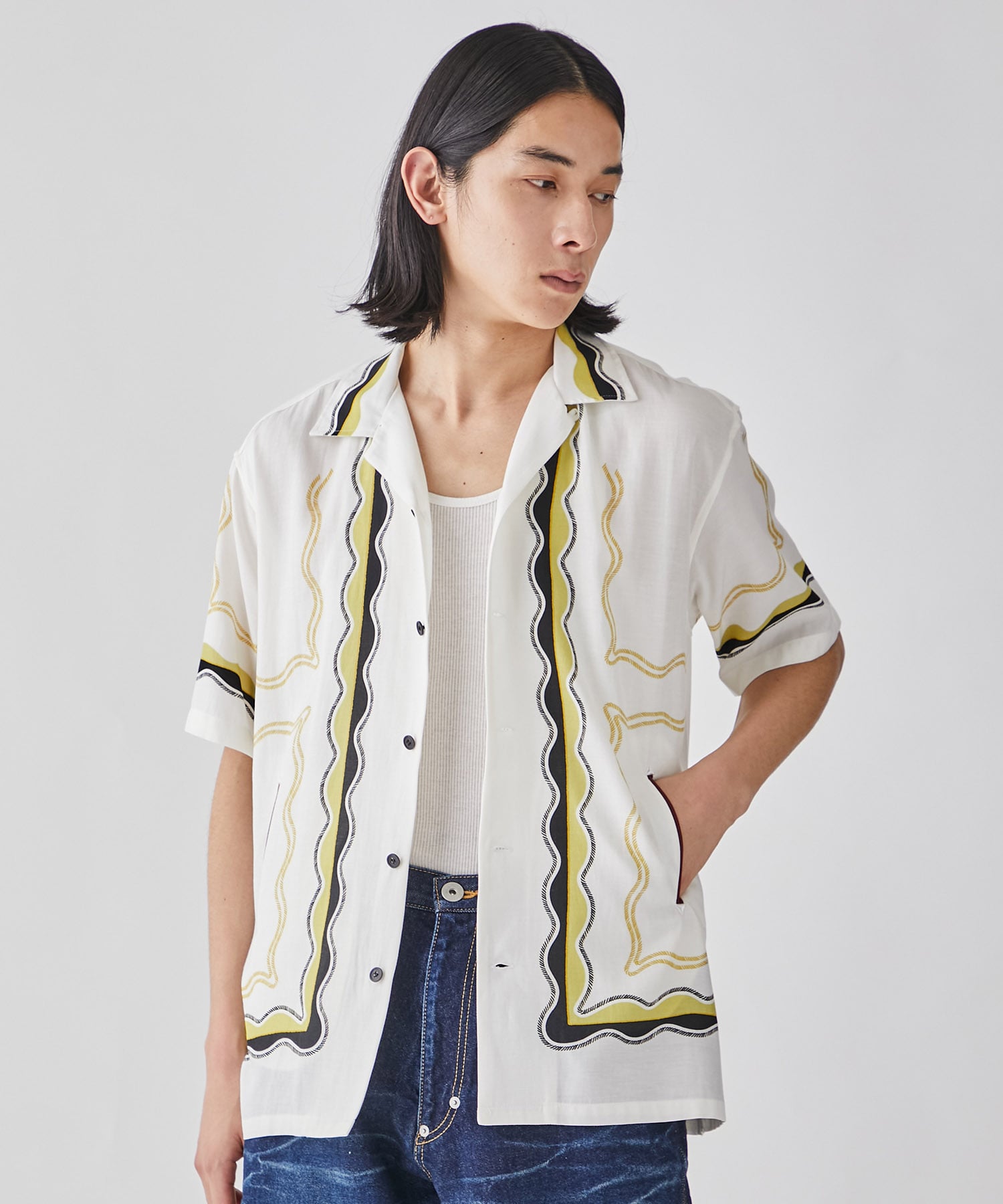 Panel print S/S shirt