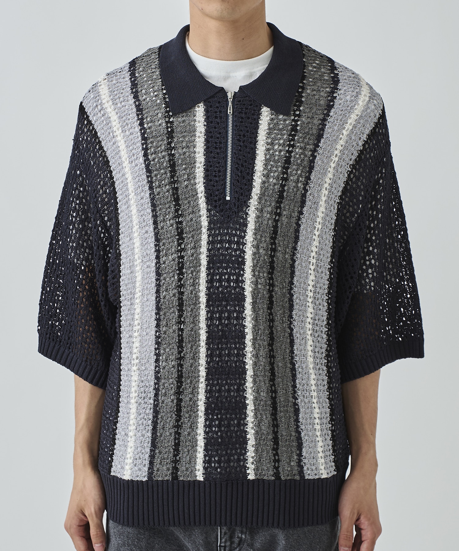 STRIPE S/S H/Z SUMMER SWEATER F-LAGSTUF-F