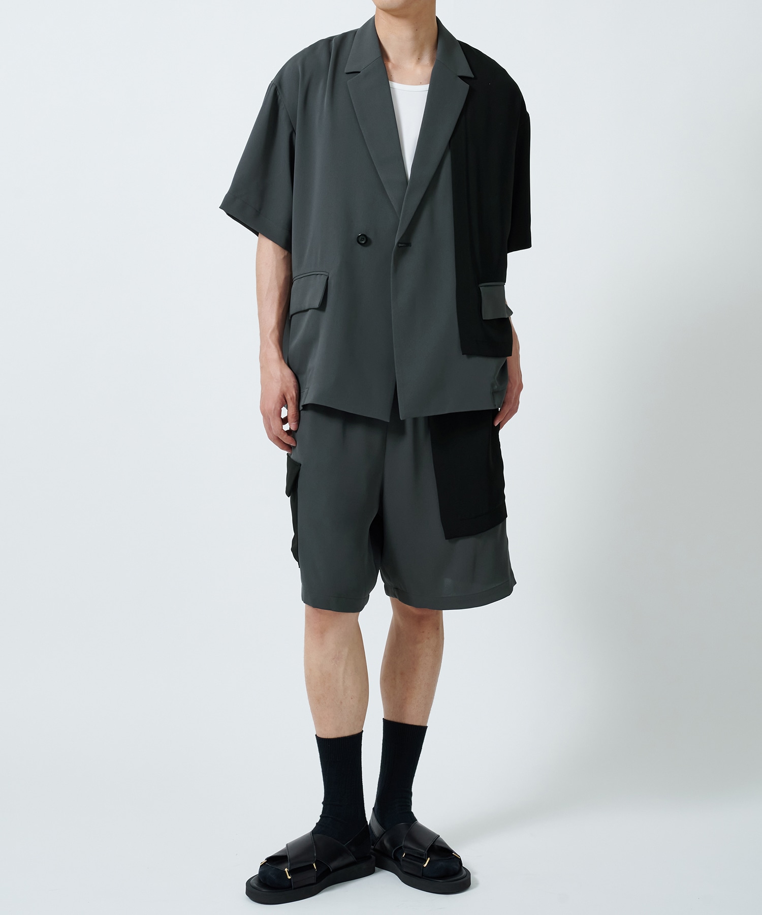 〈別注〉Double Cloth Asymmetrical Short Sleeve Jacket CULLNI