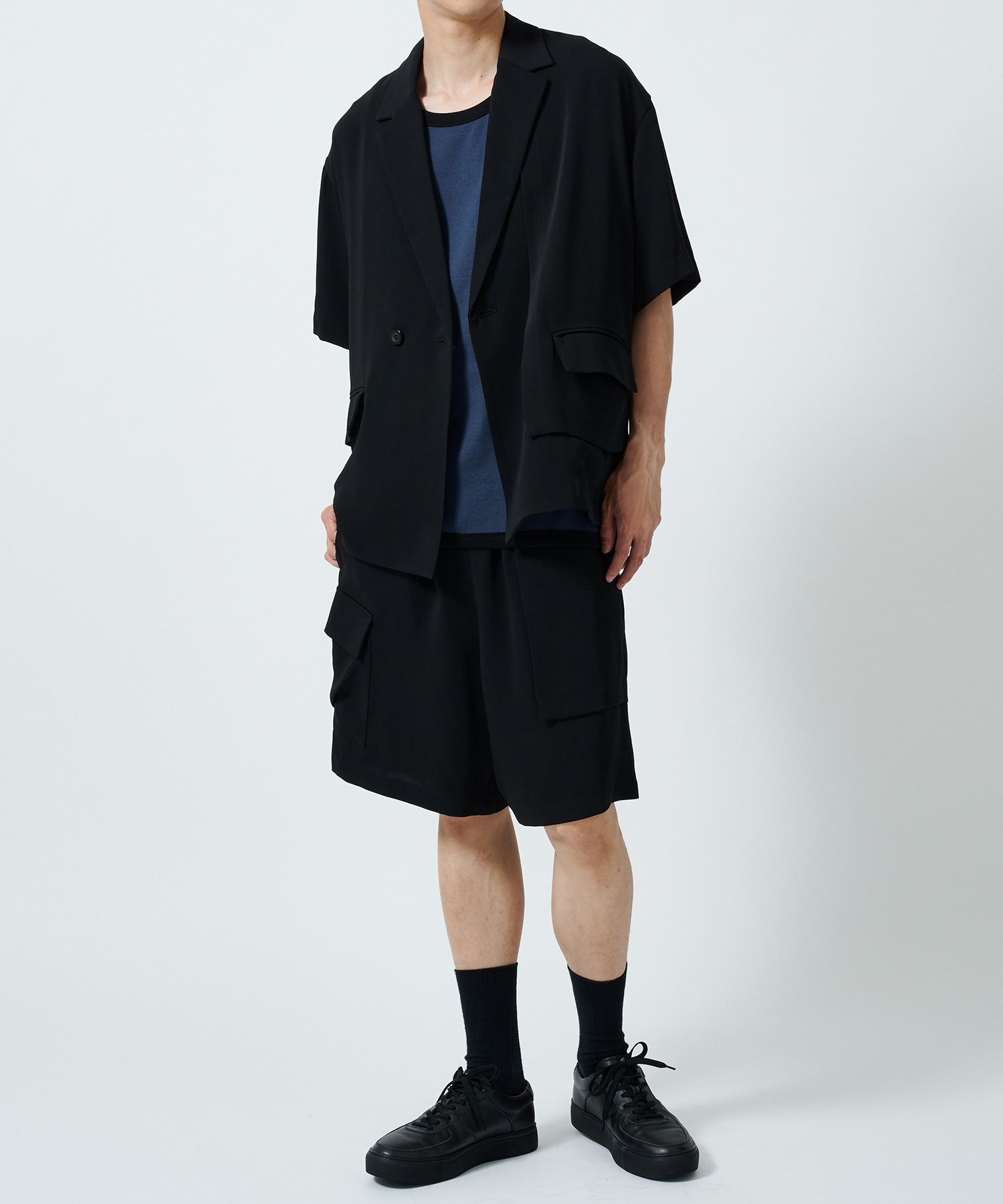 〈別注〉Double Cloth Asymmetrical Short Sleeve Jacket CULLNI