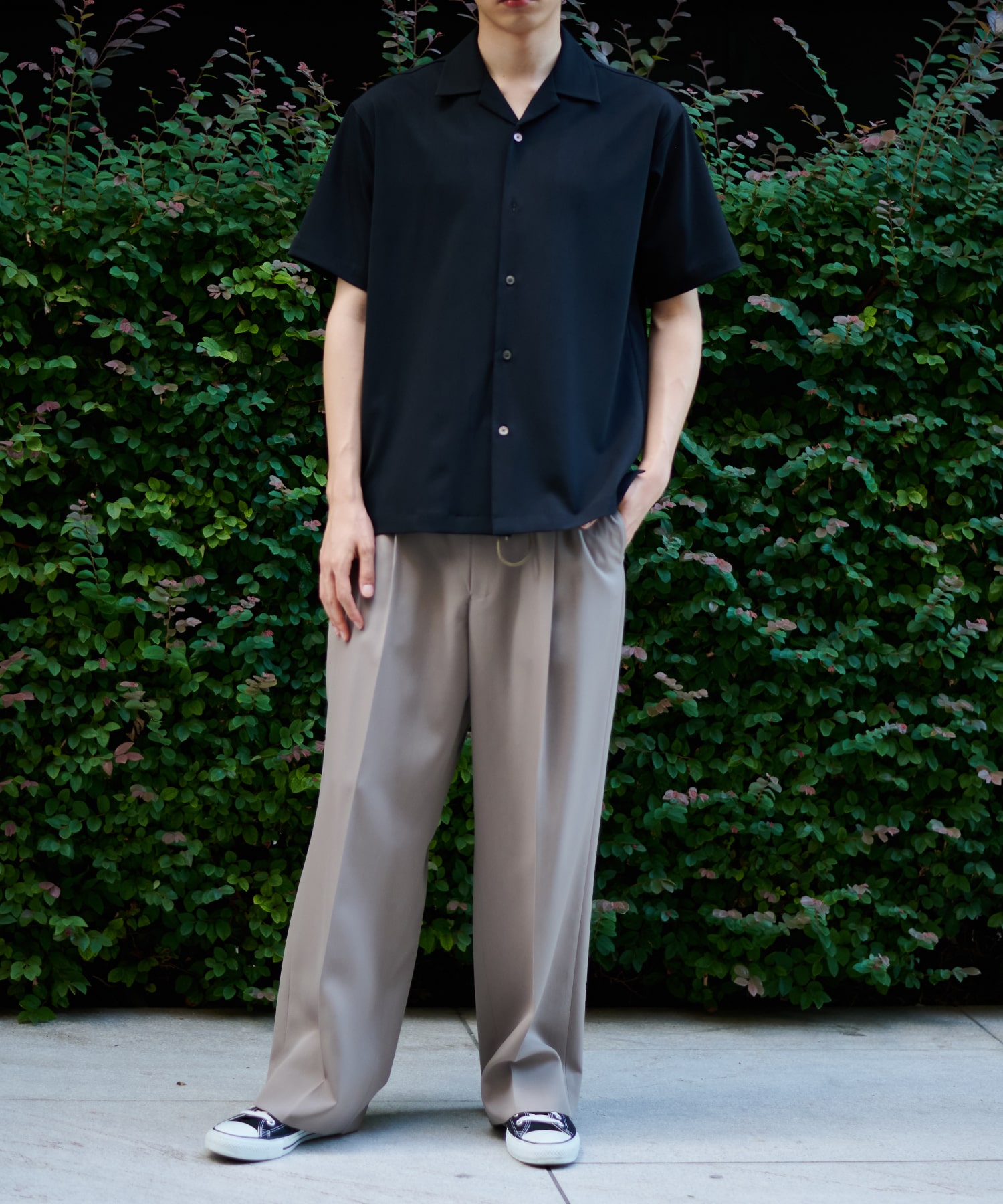 DRY TWILL OPEN COLLAR S/S SHIRT STUDIOUS