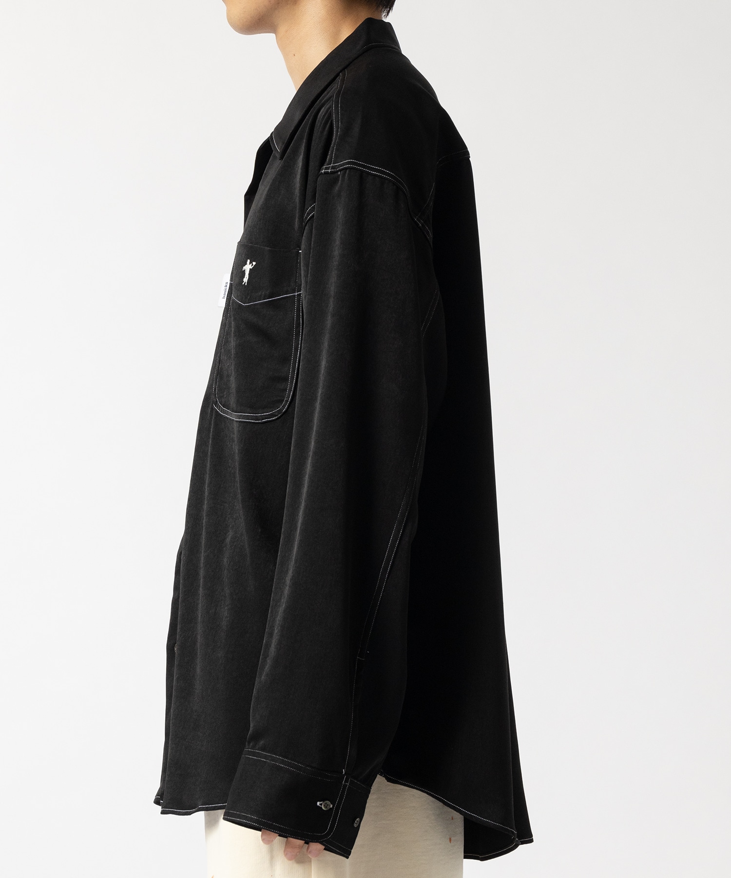 Heart Cowboy Embroidery Oversized Satin Shirt BASICKS