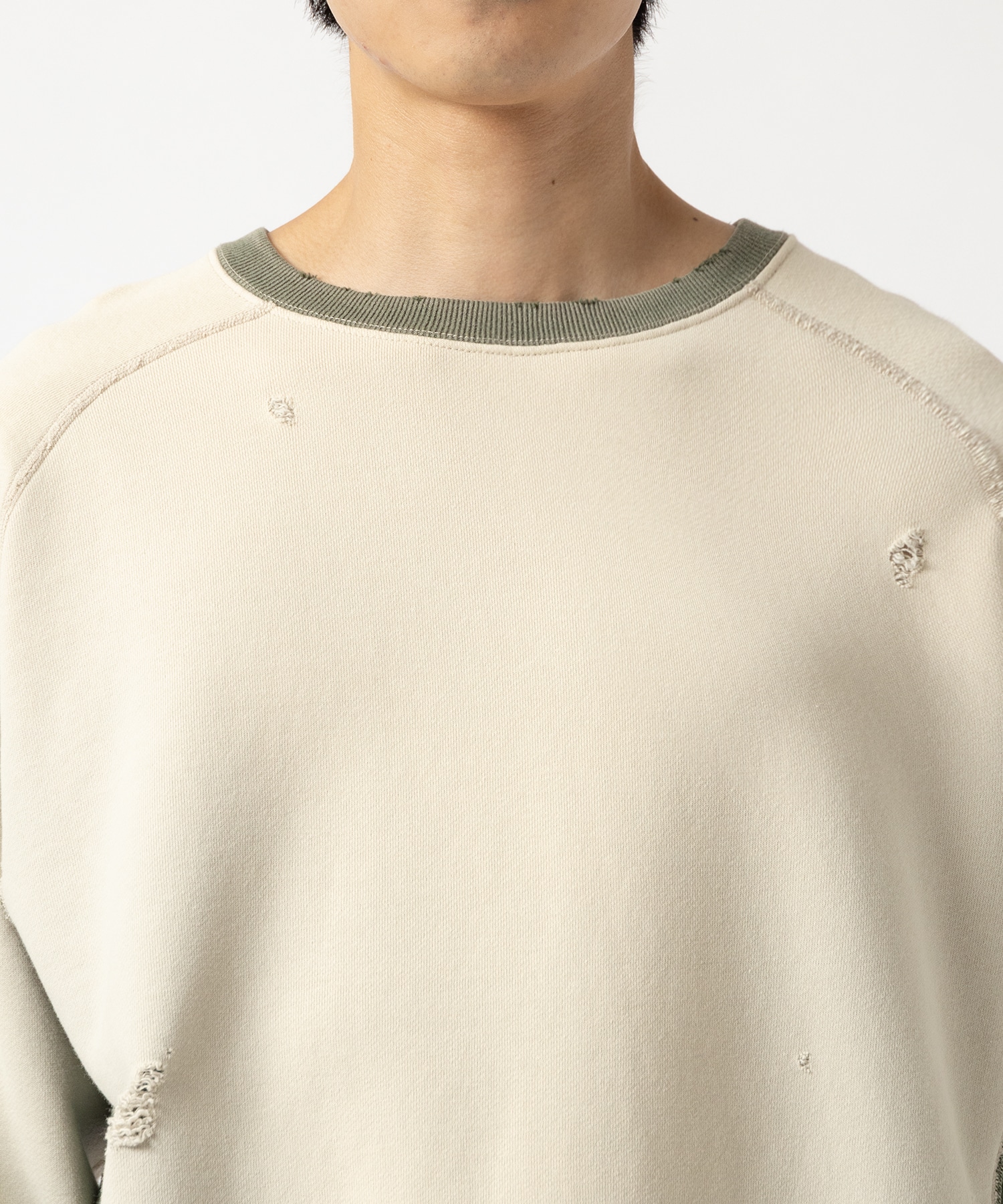 2-Tone Crew Neck Sweat Shirt - Cotton French Terry NEEDLES